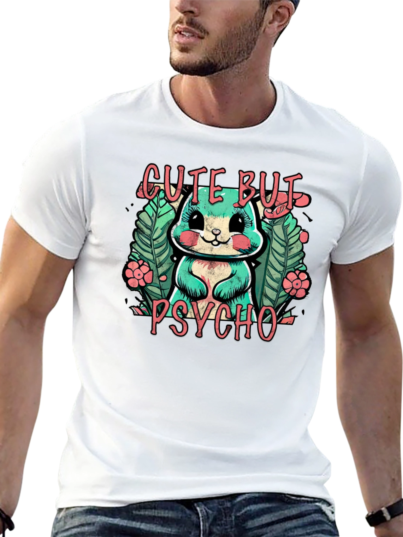 Cute But Psycho Bunny Graphic T-Shirt