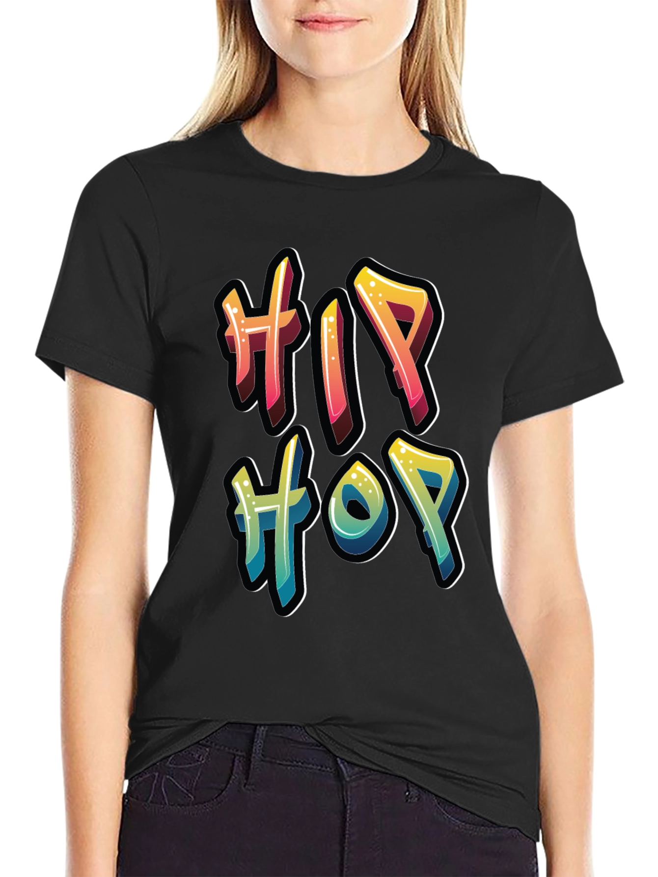 Hip Hop Graffiti Style T-Shirt - Black