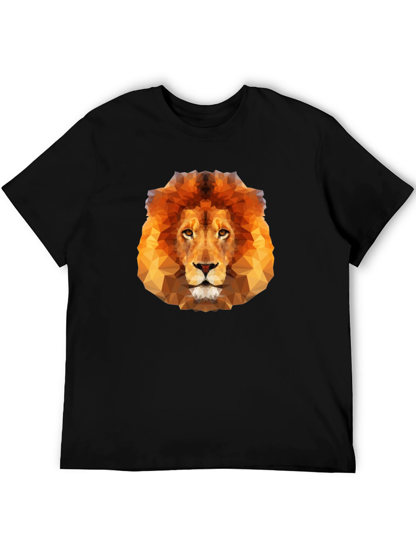 Geometric Lion Head Graphic Black T-Shirt