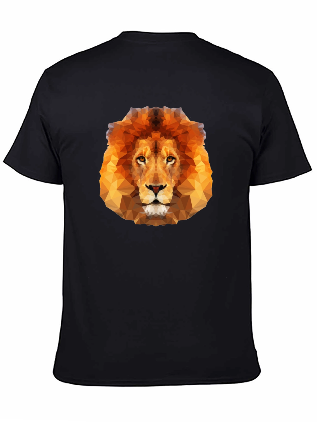 Geometric Lion Head Graphic Black T-Shirt
