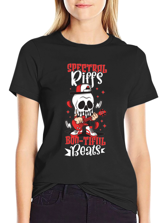 Spectral Riffs Boo-Tiful Beats T-Shirt - Rocking Skeleton