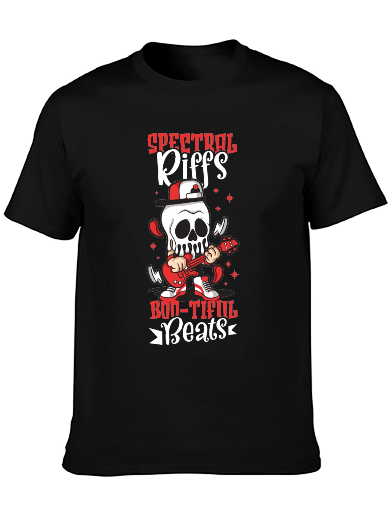 Spectral Riffs Boo-Tiful Beats T-Shirt - Rocking Skeleton
