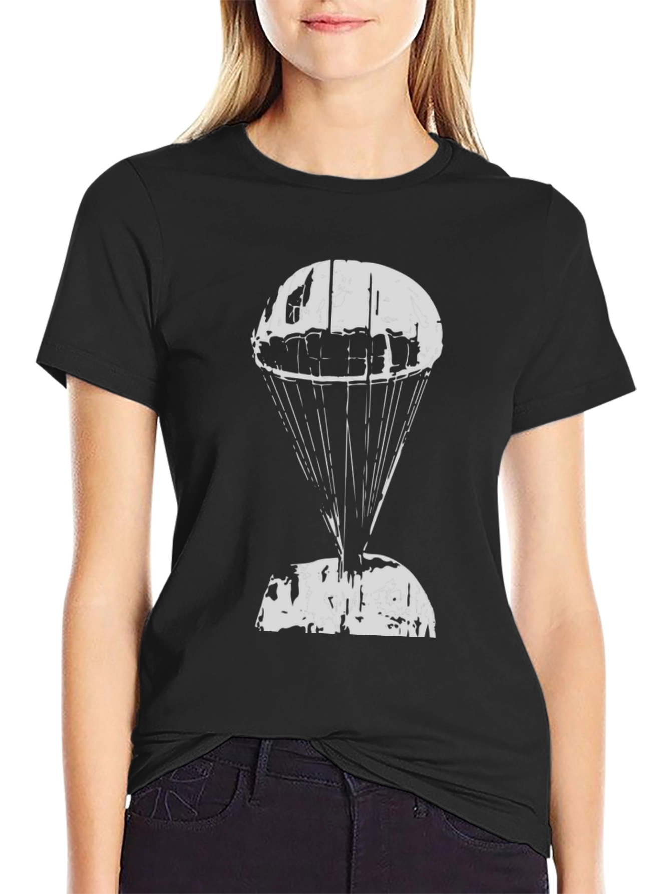 Parachute Graphic T-Shirt - Black Cotton Tee