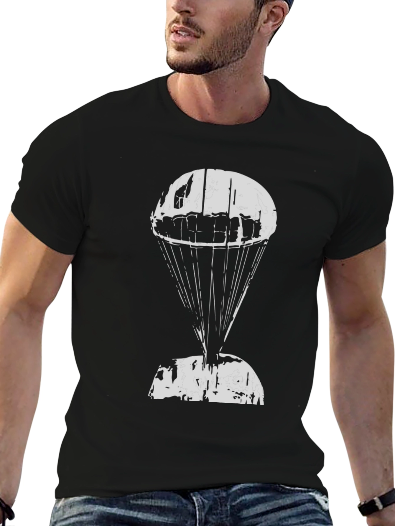 Parachute Graphic T-Shirt - Black Cotton Tee
