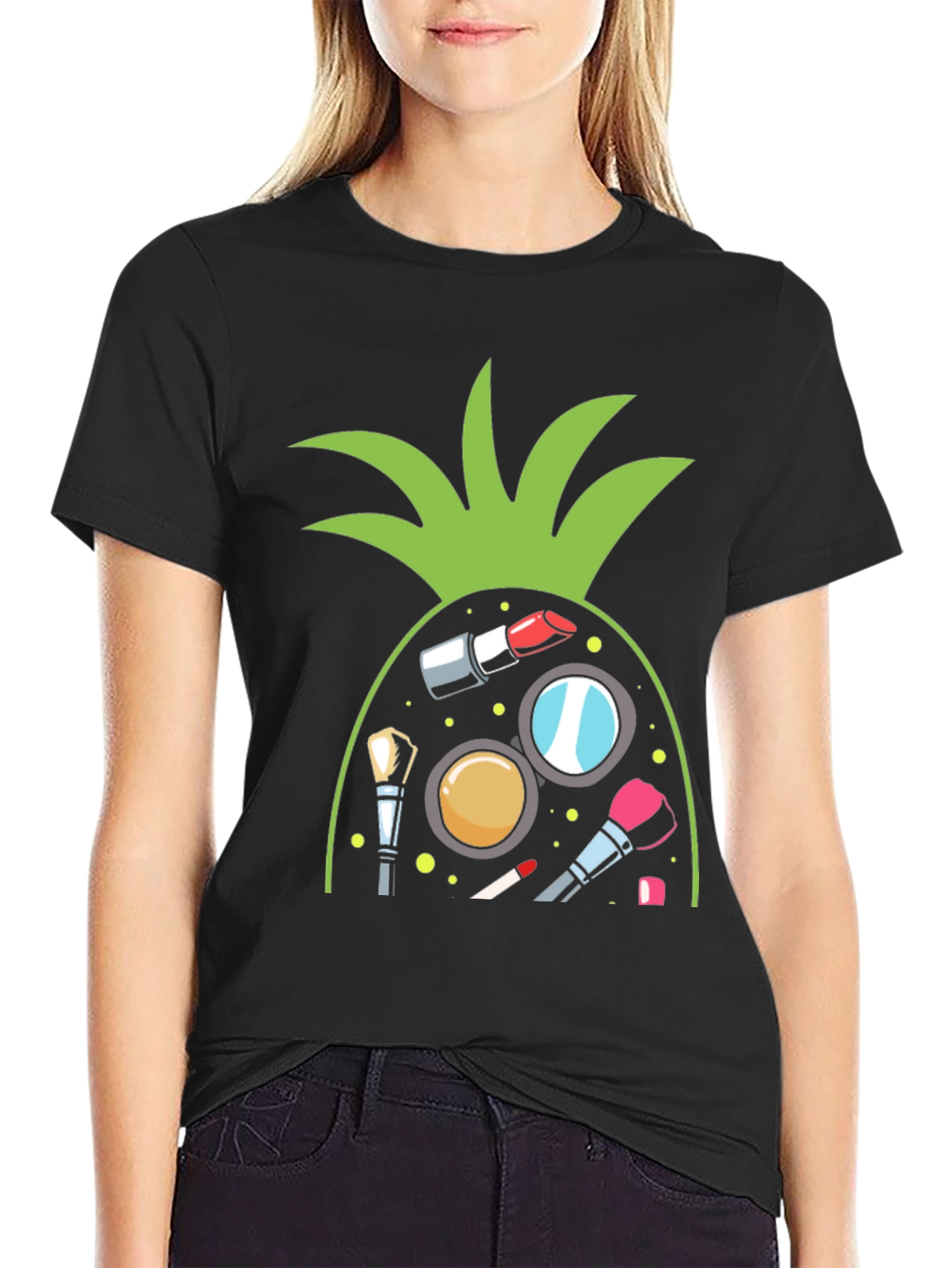 Makeup Pineapple Black T-Shirt