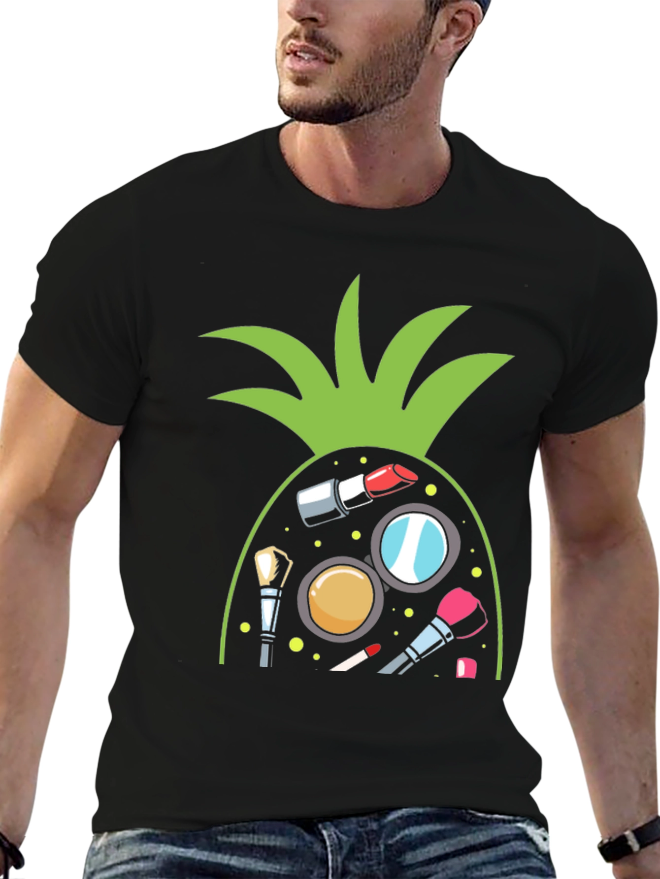 Makeup Pineapple Black T-Shirt