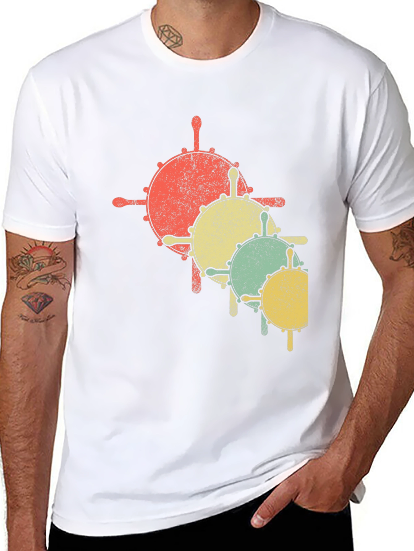 Nautical Helm Graphic Tee - Retro Style