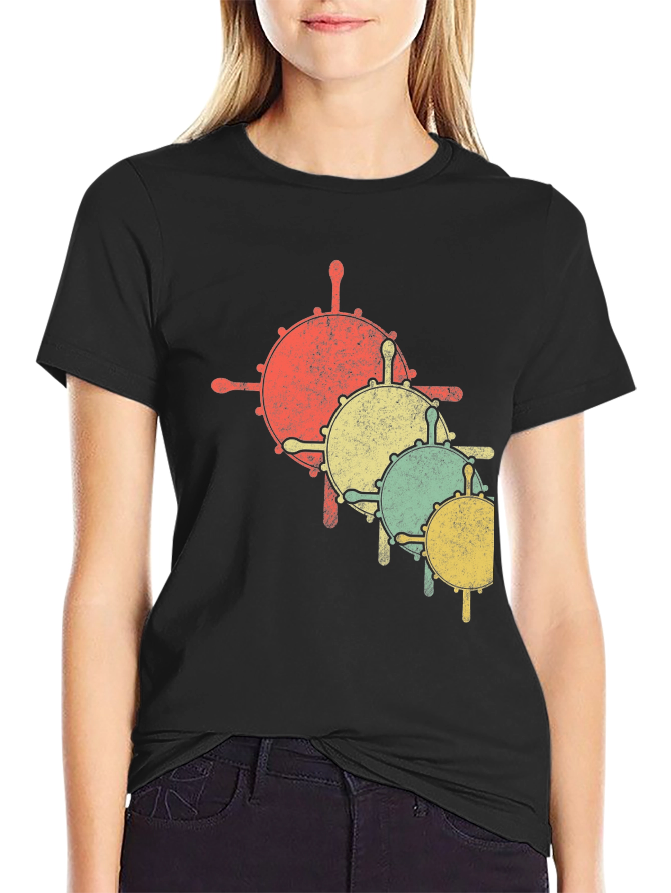 Nautical Helm Graphic Tee - Retro Style