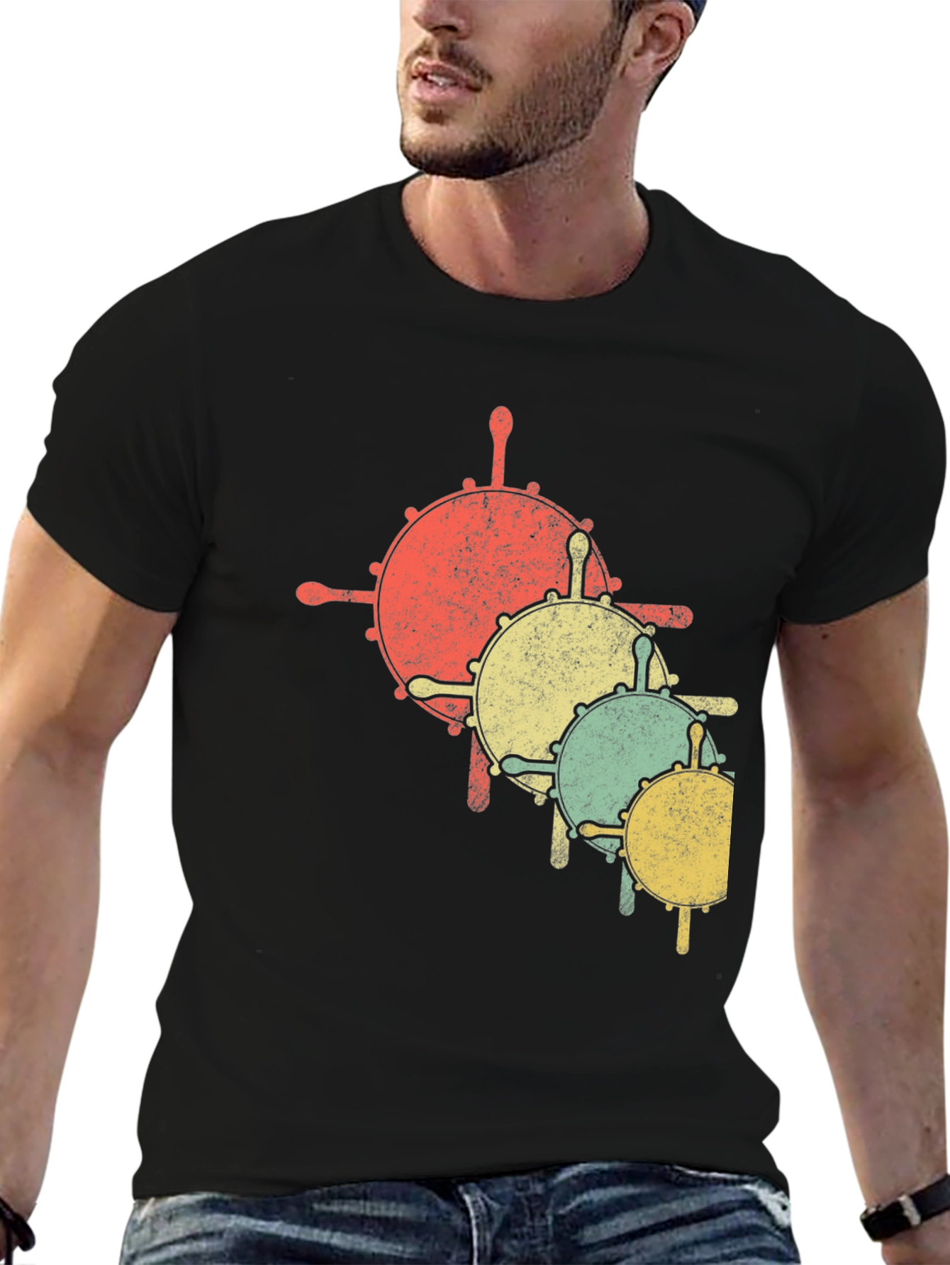 Nautical Helm Graphic Tee - Retro Style