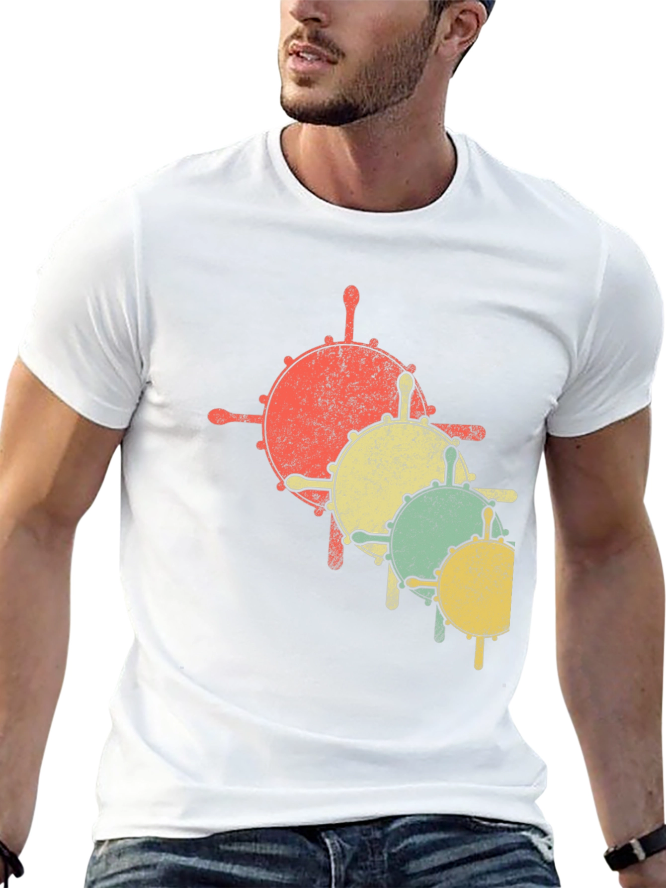 Nautical Helm Graphic Tee - Retro Style