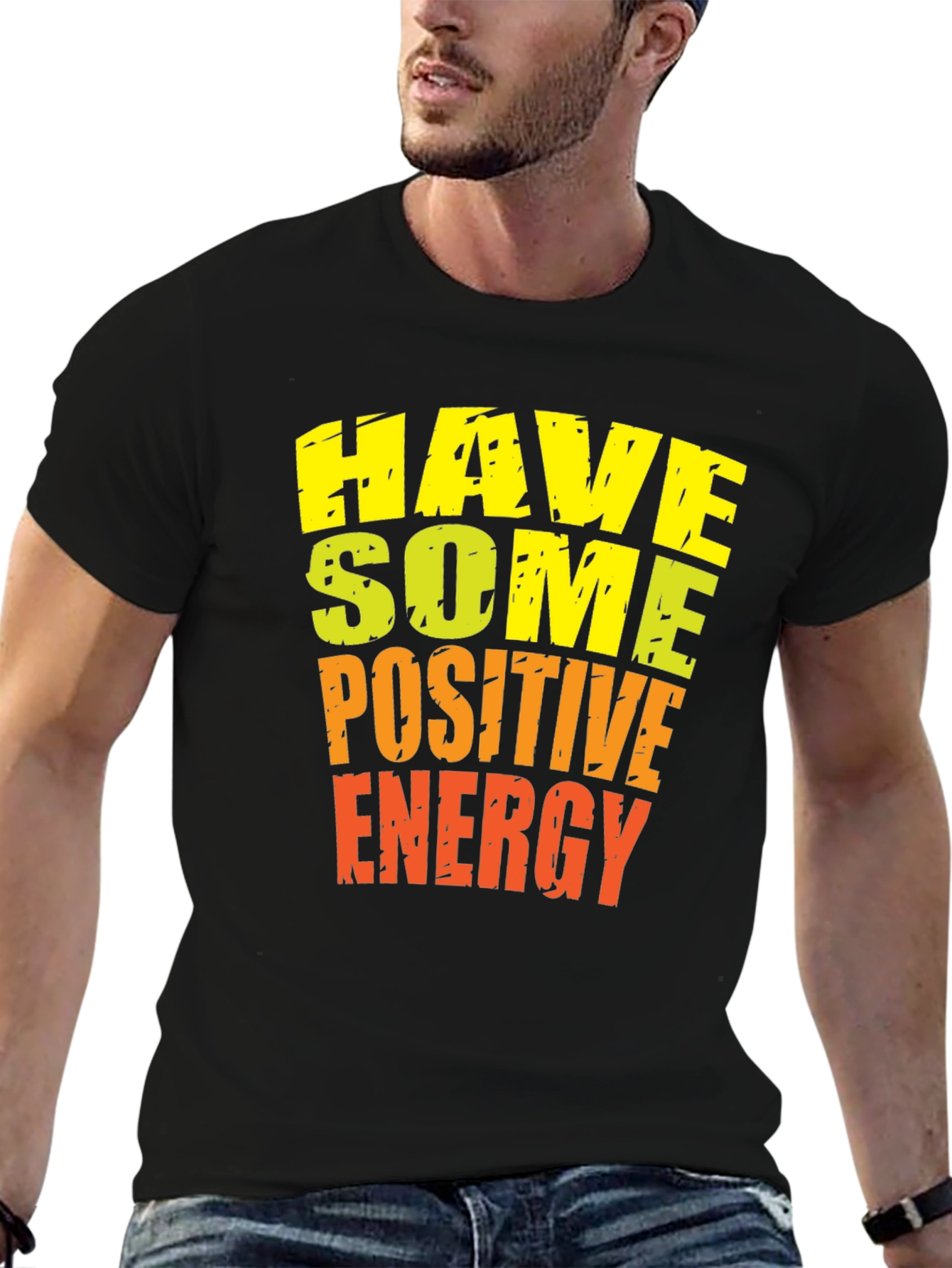 Positive Energy Graphic Tee - Black Cotton T-Shirt