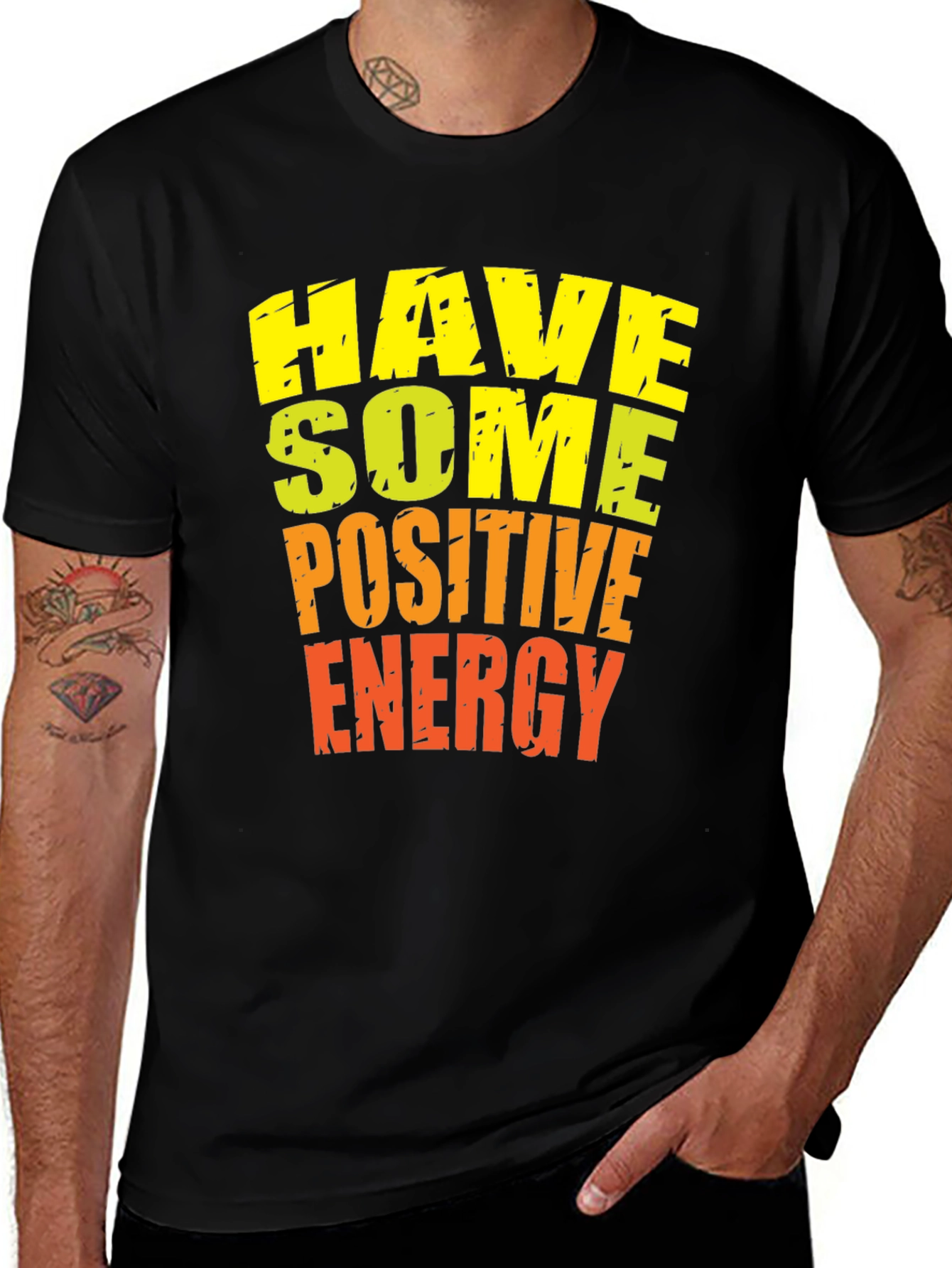 Positive Energy Graphic Tee - Black Cotton T-Shirt