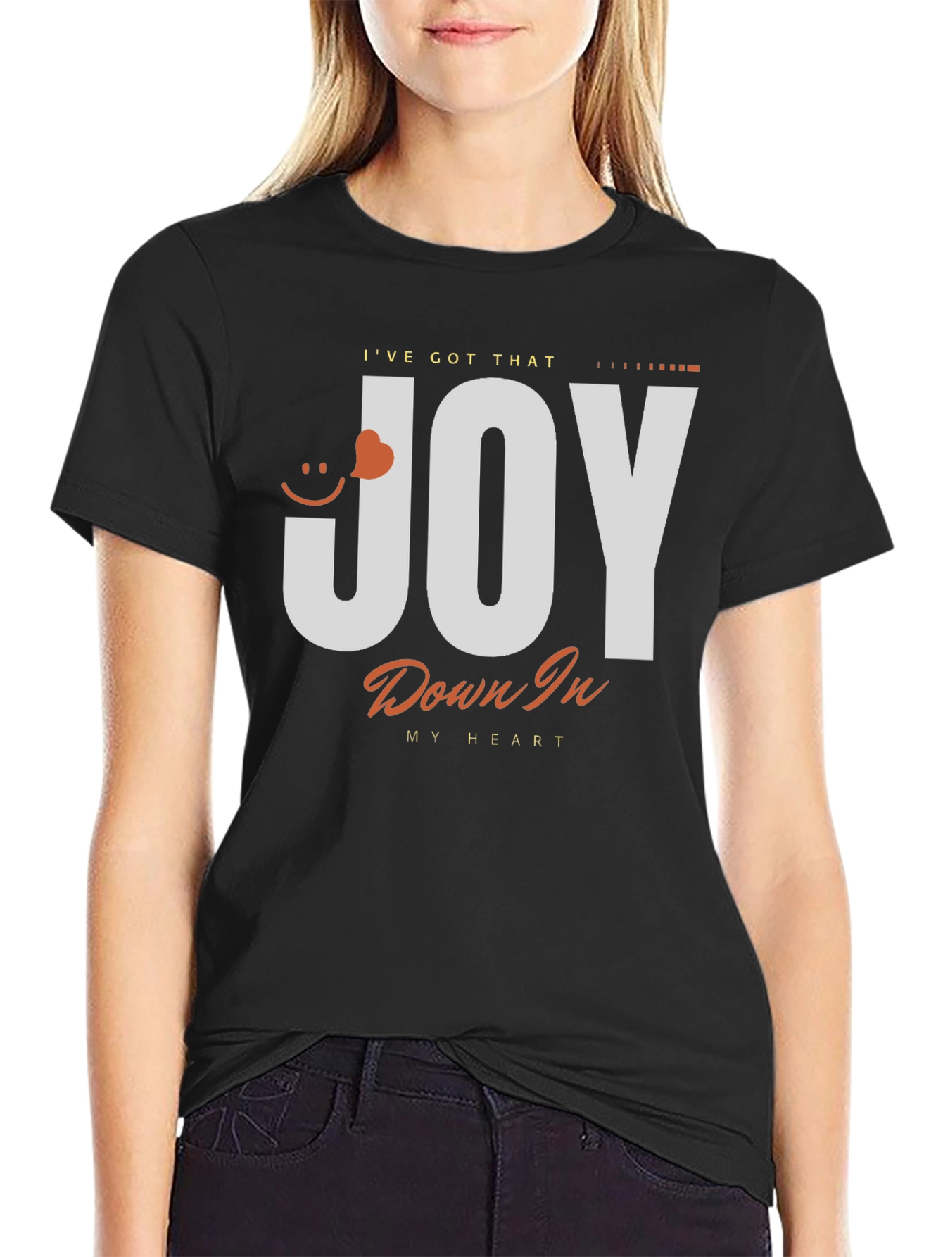 Joy Heart Graphic Black T-Shirt