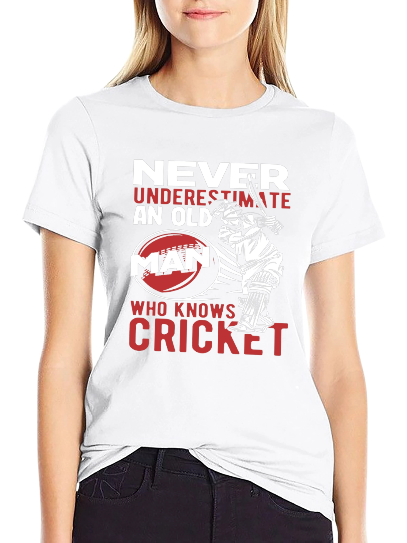 Never Underestimate Cricket Old Man T-Shirt