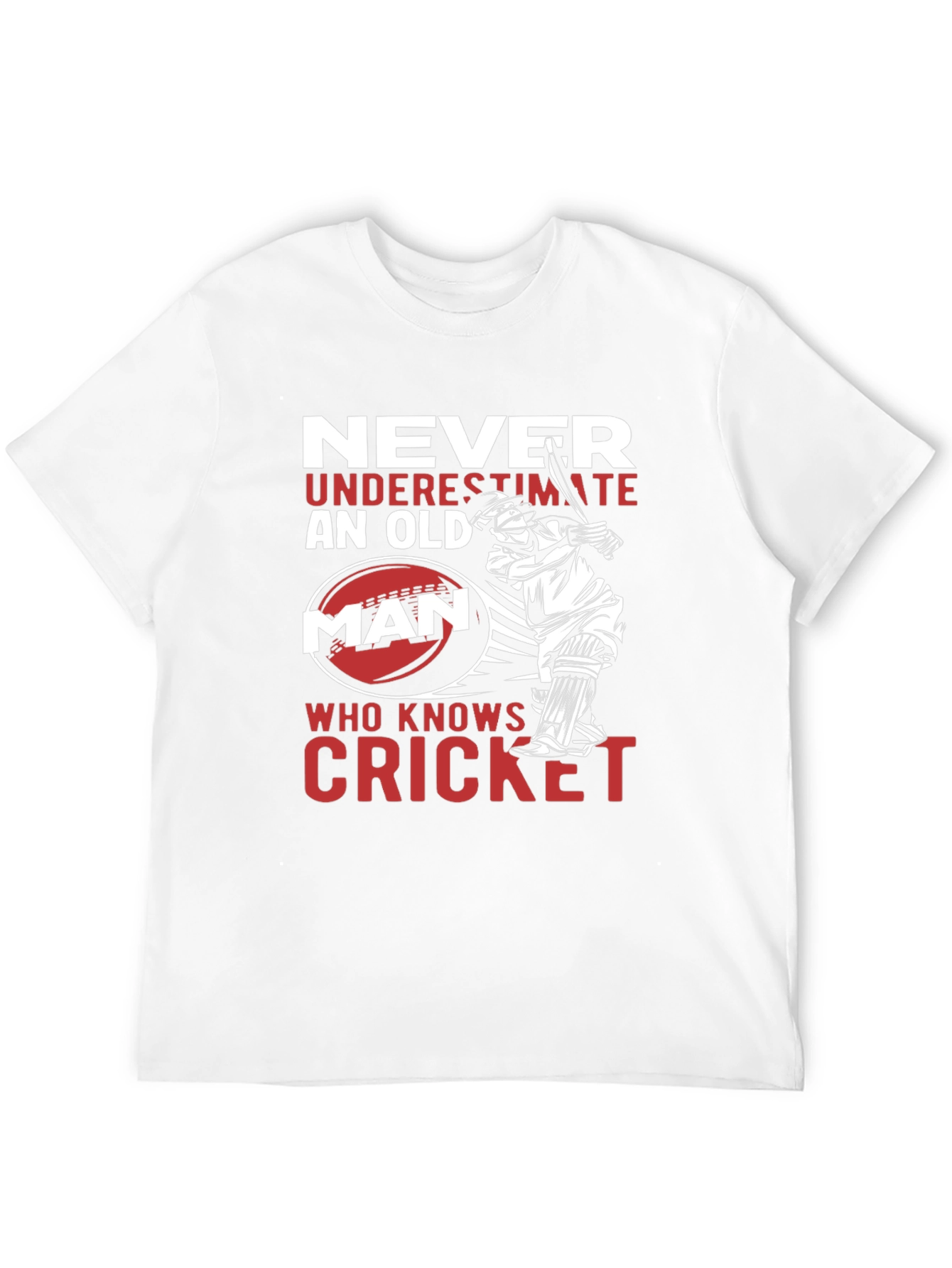 Never Underestimate Cricket Old Man T-Shirt