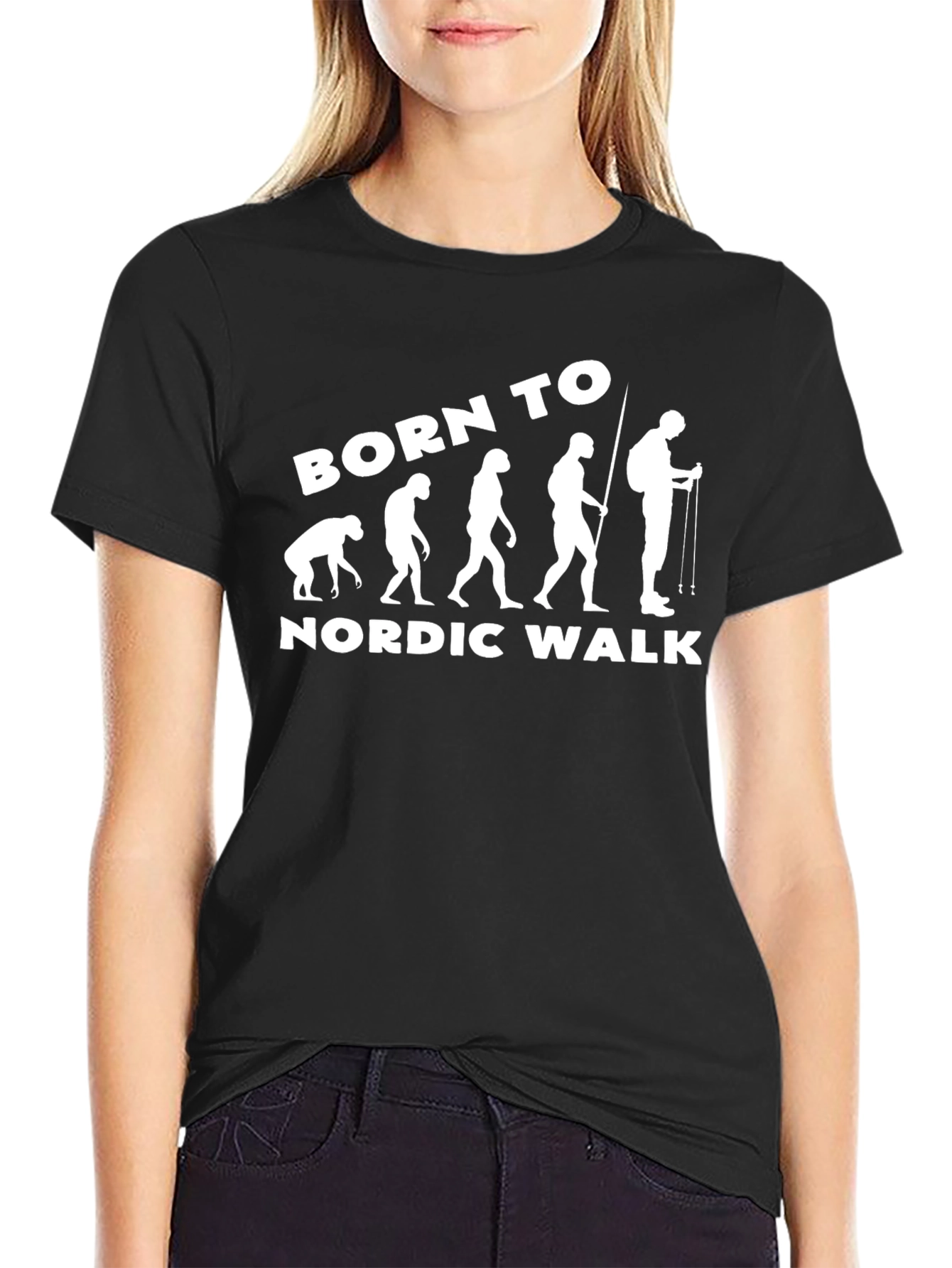 Born To Nordic Walk Evolution Black T-Shirt