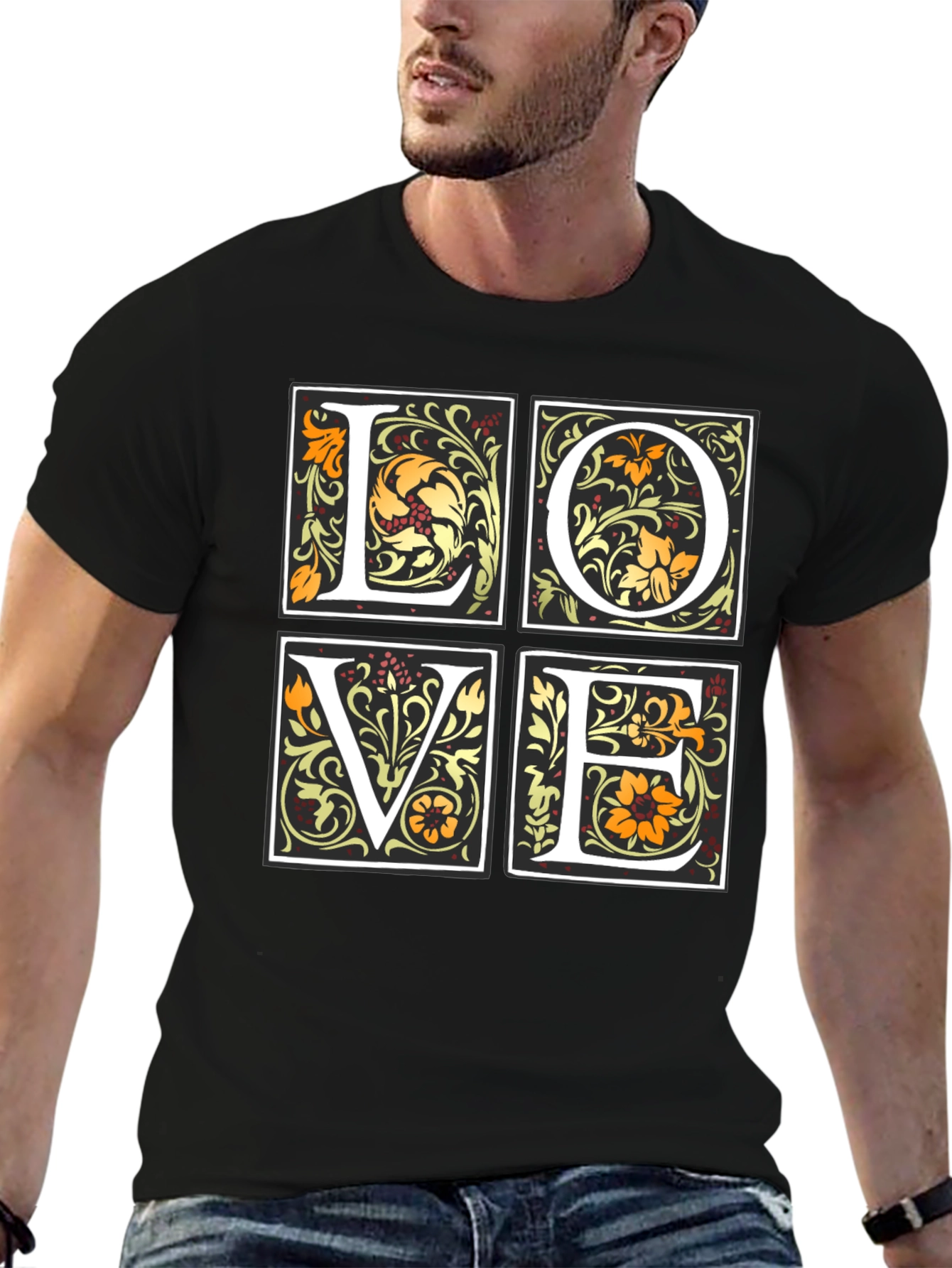 Floral LOVE Graphic T-Shirt - Stylish Unisex Tee