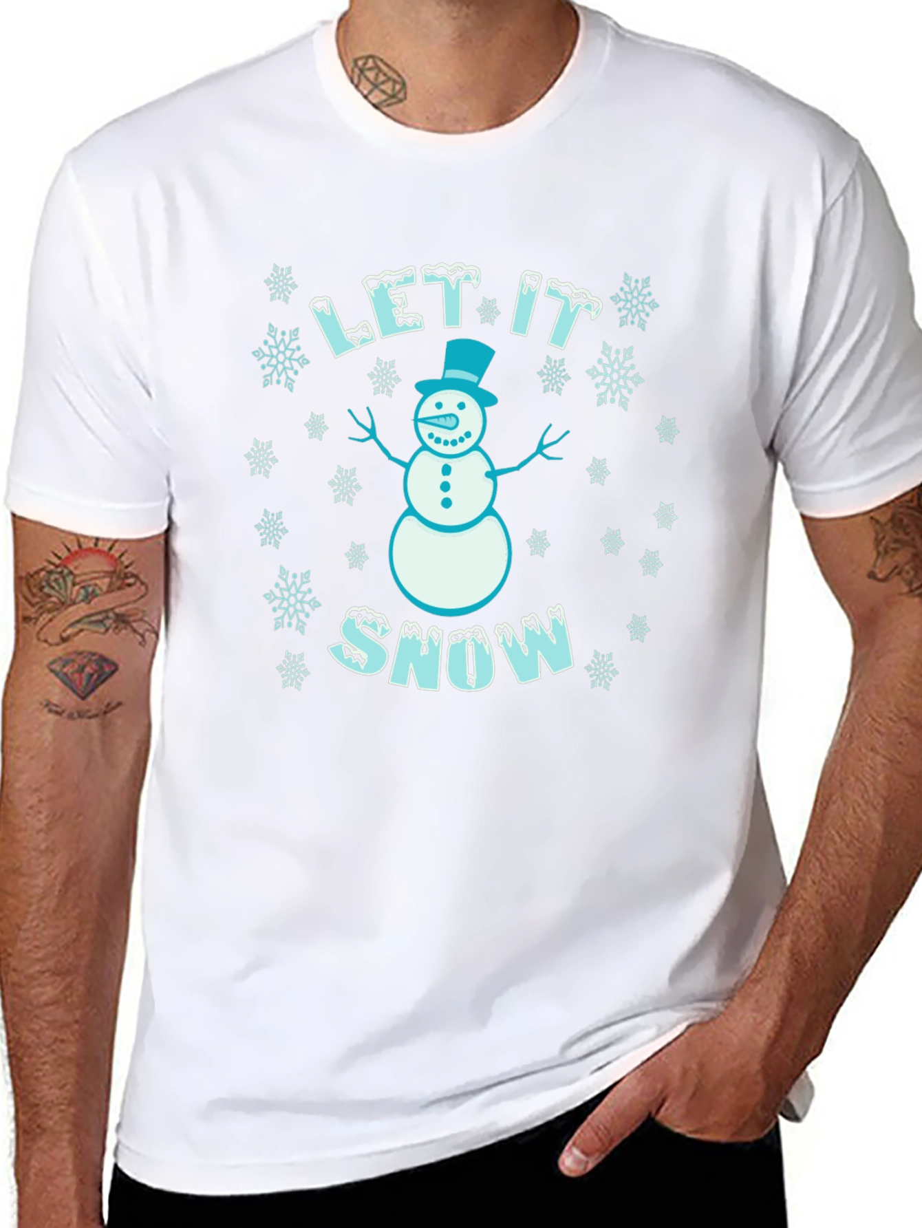 Let it Snow Snowman Graphic Tee - Holiday Shirt