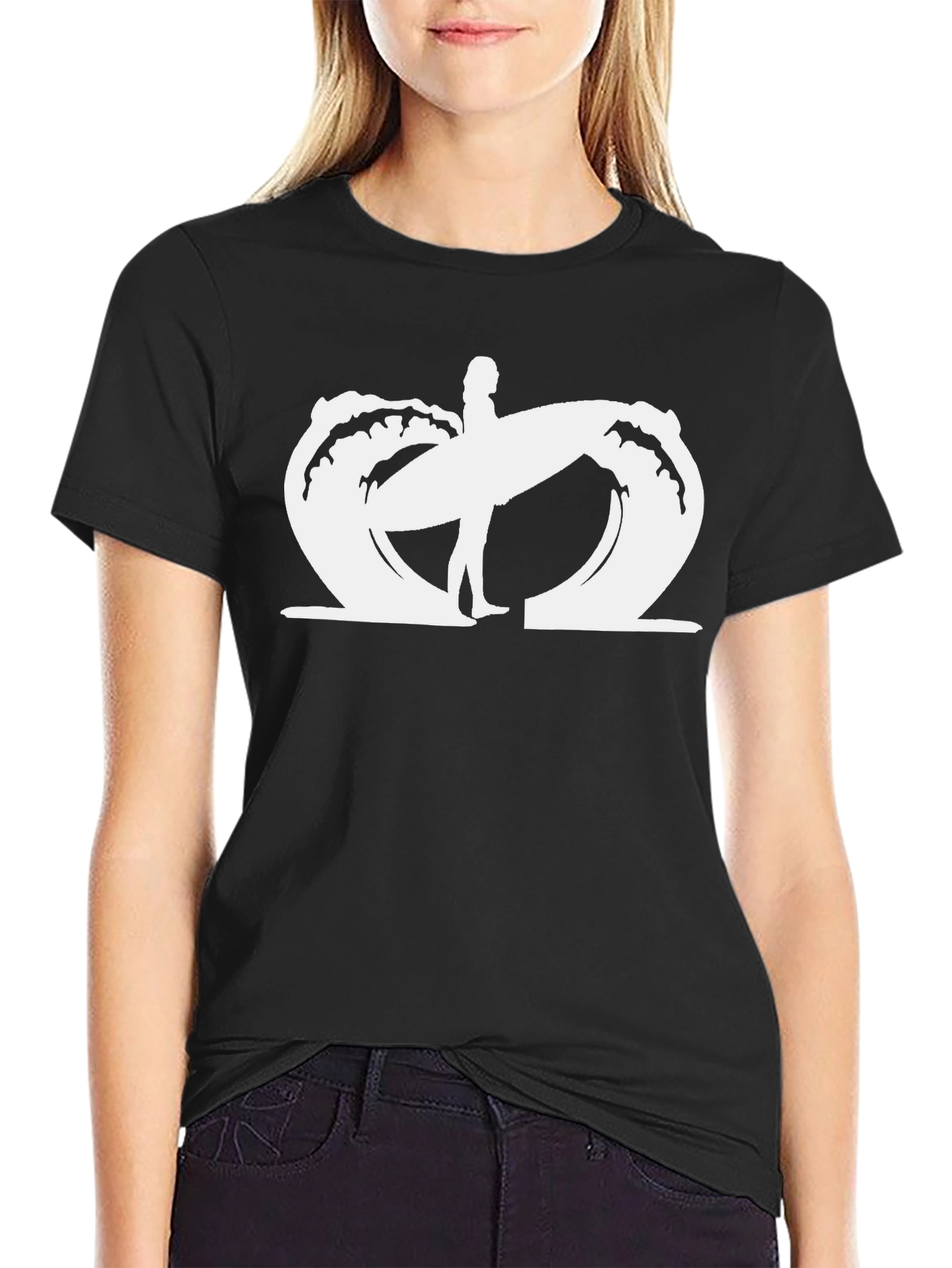 Surfer Graphic Black T-Shirt - Beach Vibes