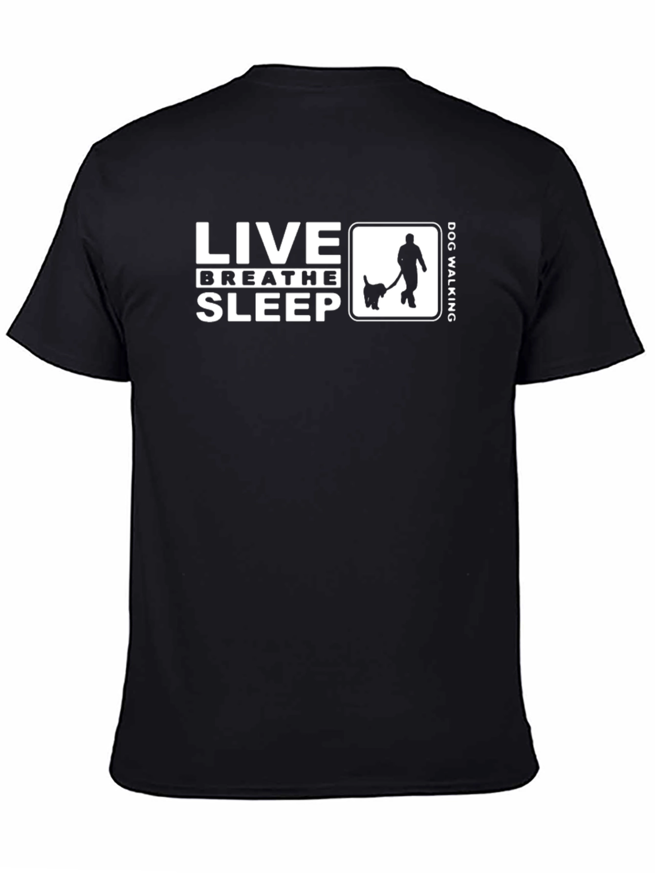 Live Breathe Sleep Dog Walking Black T-Shirt