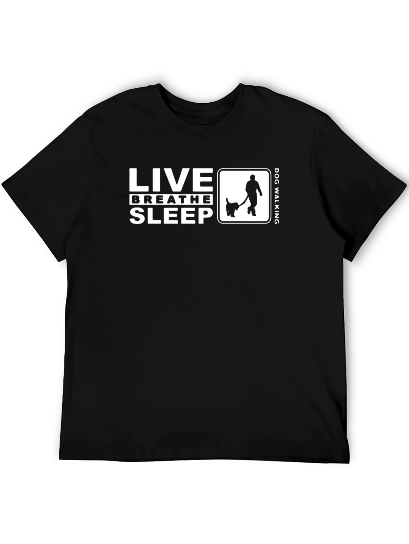 Live Breathe Sleep Dog Walking Black T-Shirt