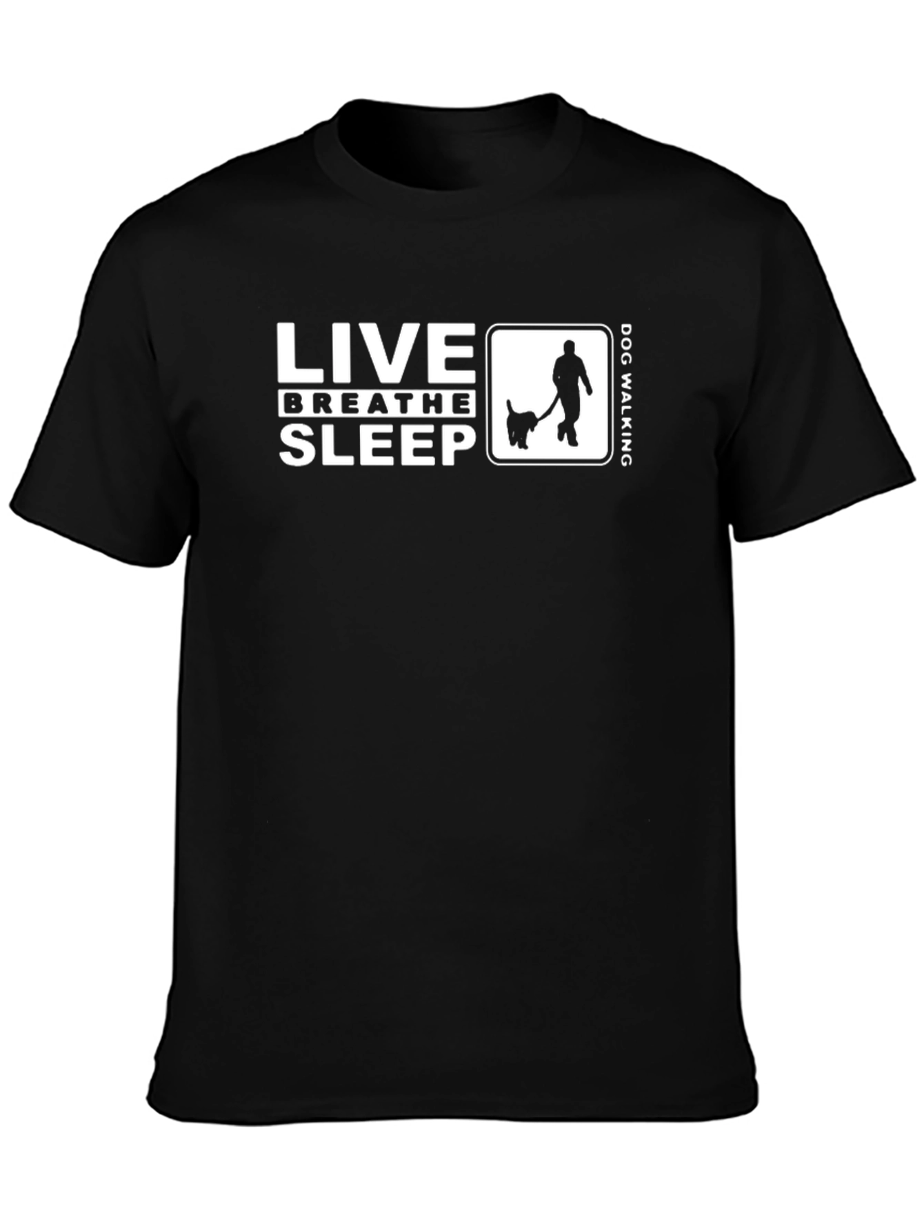 Live Breathe Sleep Dog Walking Black T-Shirt