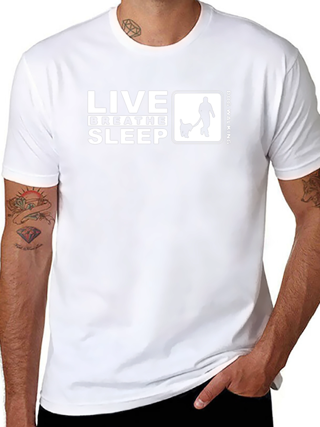 Live Breathe Sleep Dog Walking Black T-Shirt