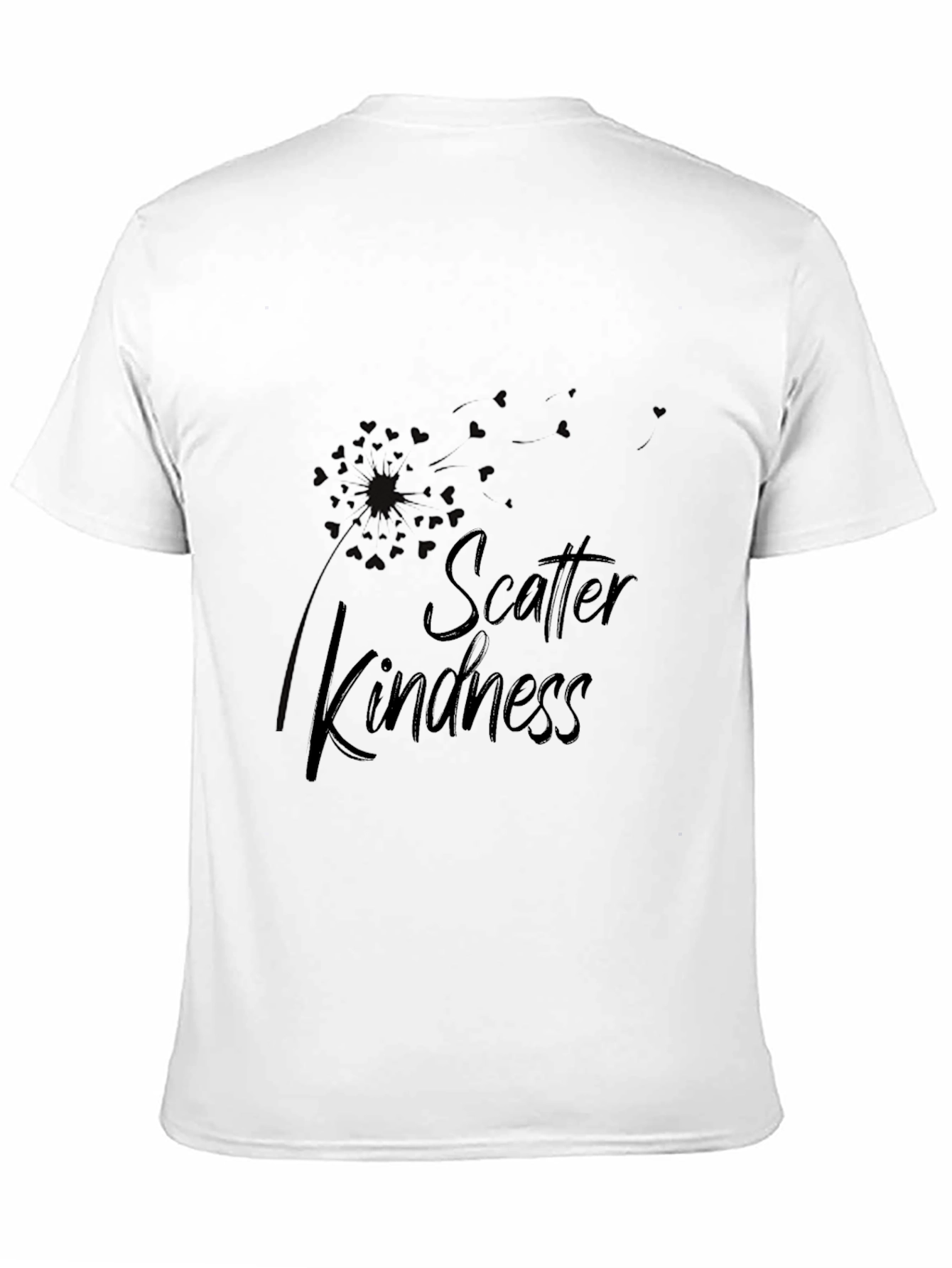 Scatter Kindness Graphic Tee - Black Cotton Casual T-Shirt