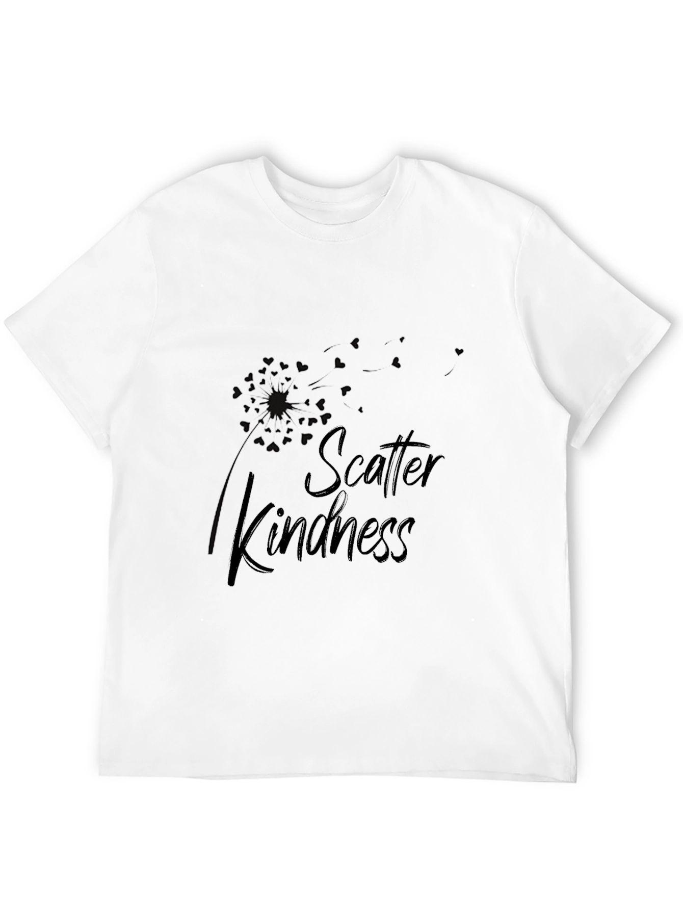 Scatter Kindness Graphic Tee - Black Cotton Casual T-Shirt