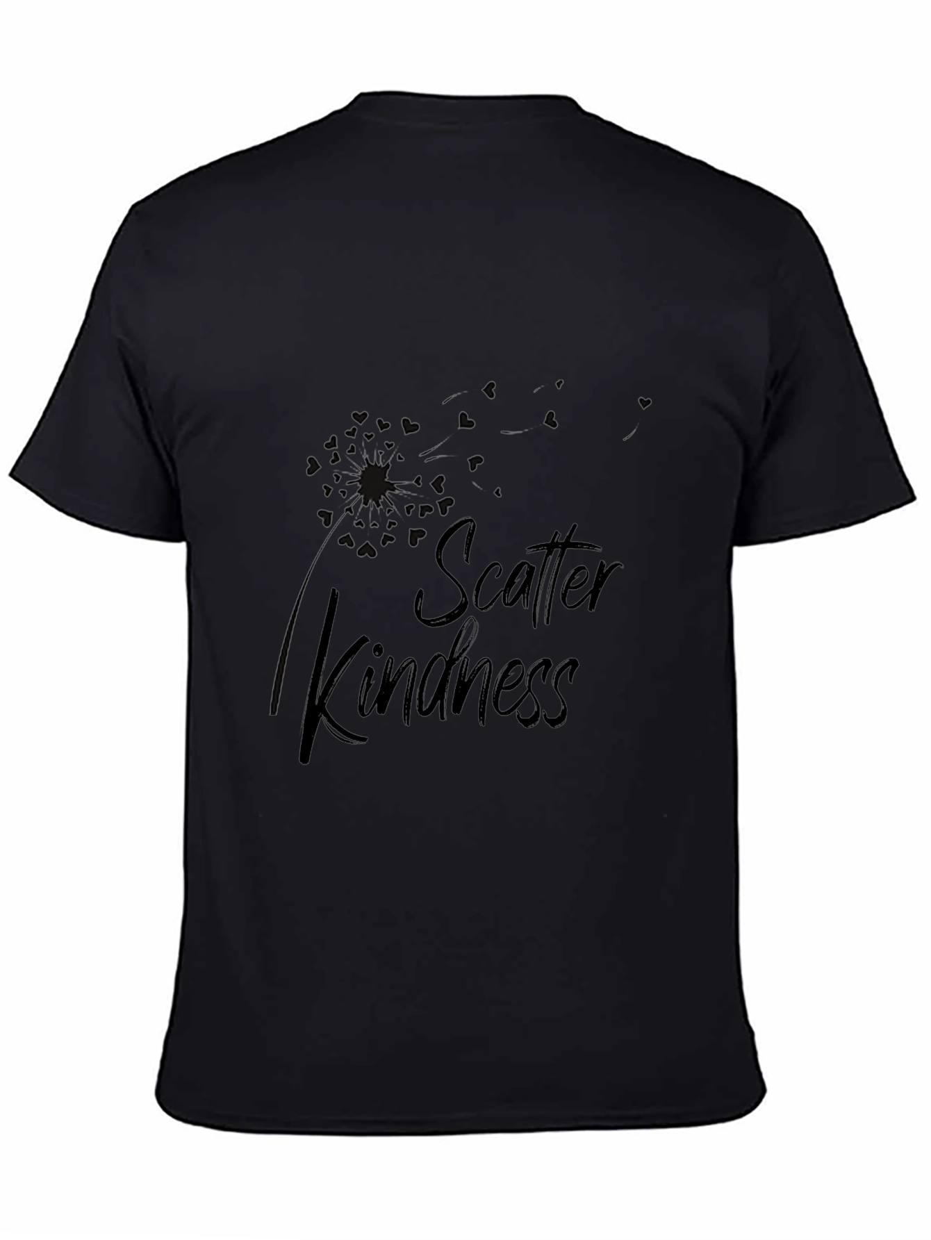 Scatter Kindness Graphic Tee - Black Cotton Casual T-Shirt