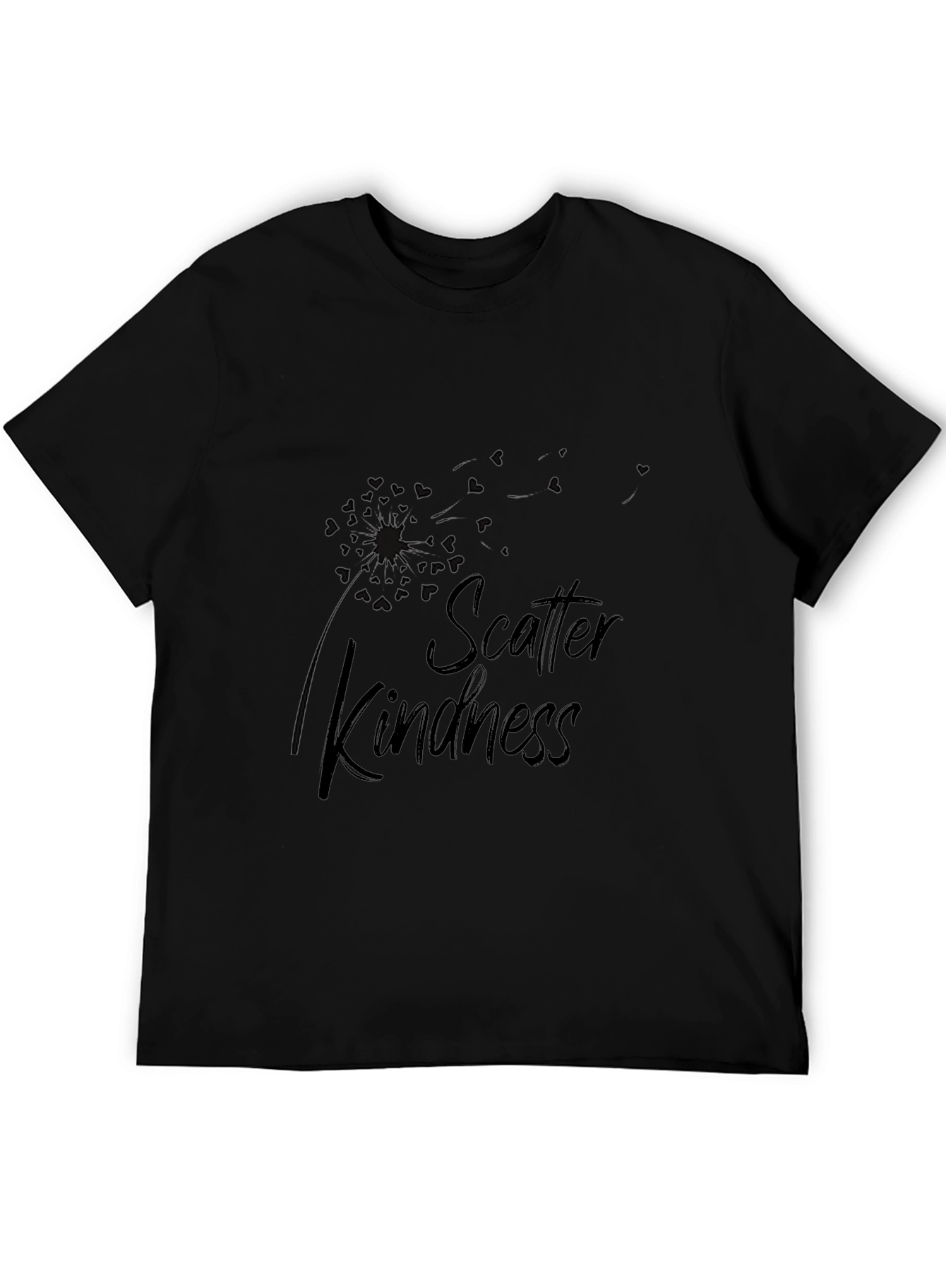 Scatter Kindness Graphic Tee - Black Cotton Casual T-Shirt