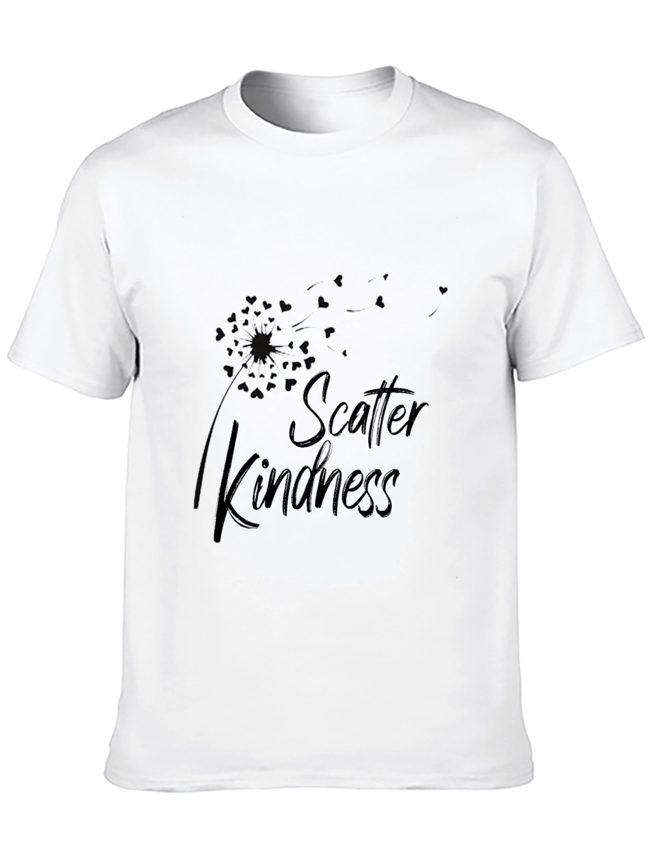 Scatter Kindness Graphic Tee - Black Cotton Casual T-Shirt
