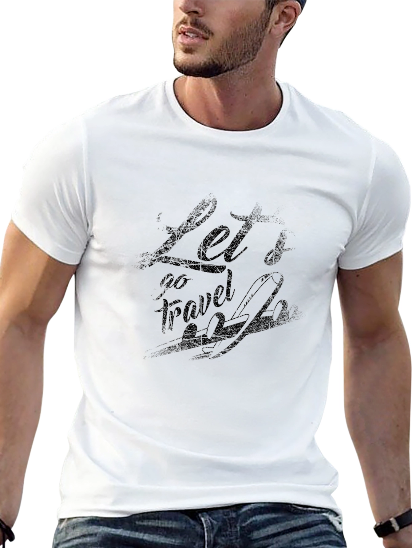 Lets Go Travel Graphic Black T-Shirt