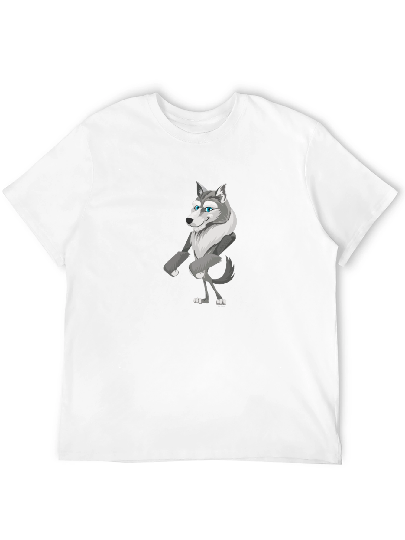 Cartoon Wolf Graphic Tee - Black Cotton T-Shirt