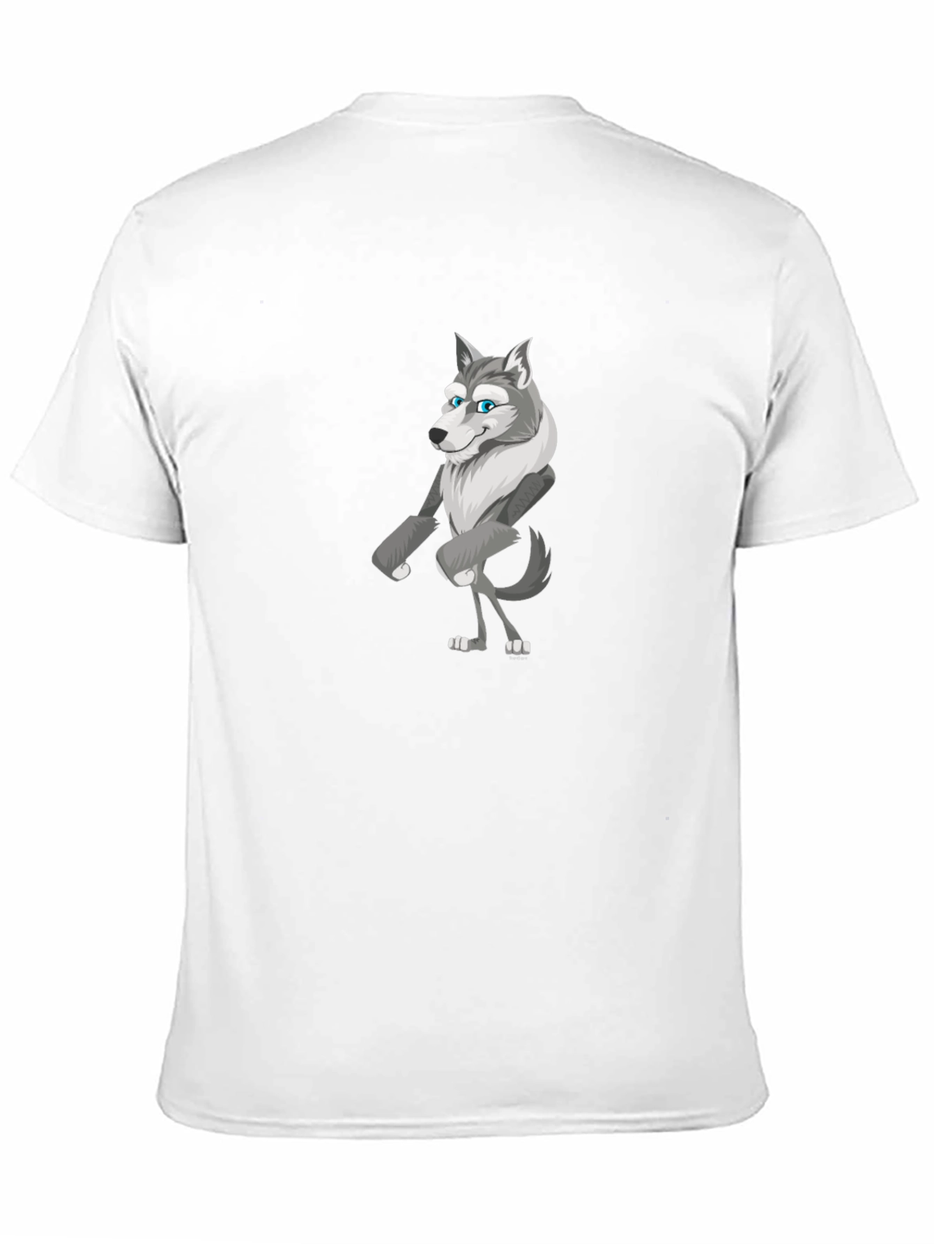 Cartoon Wolf Graphic Tee - Black Cotton T-Shirt