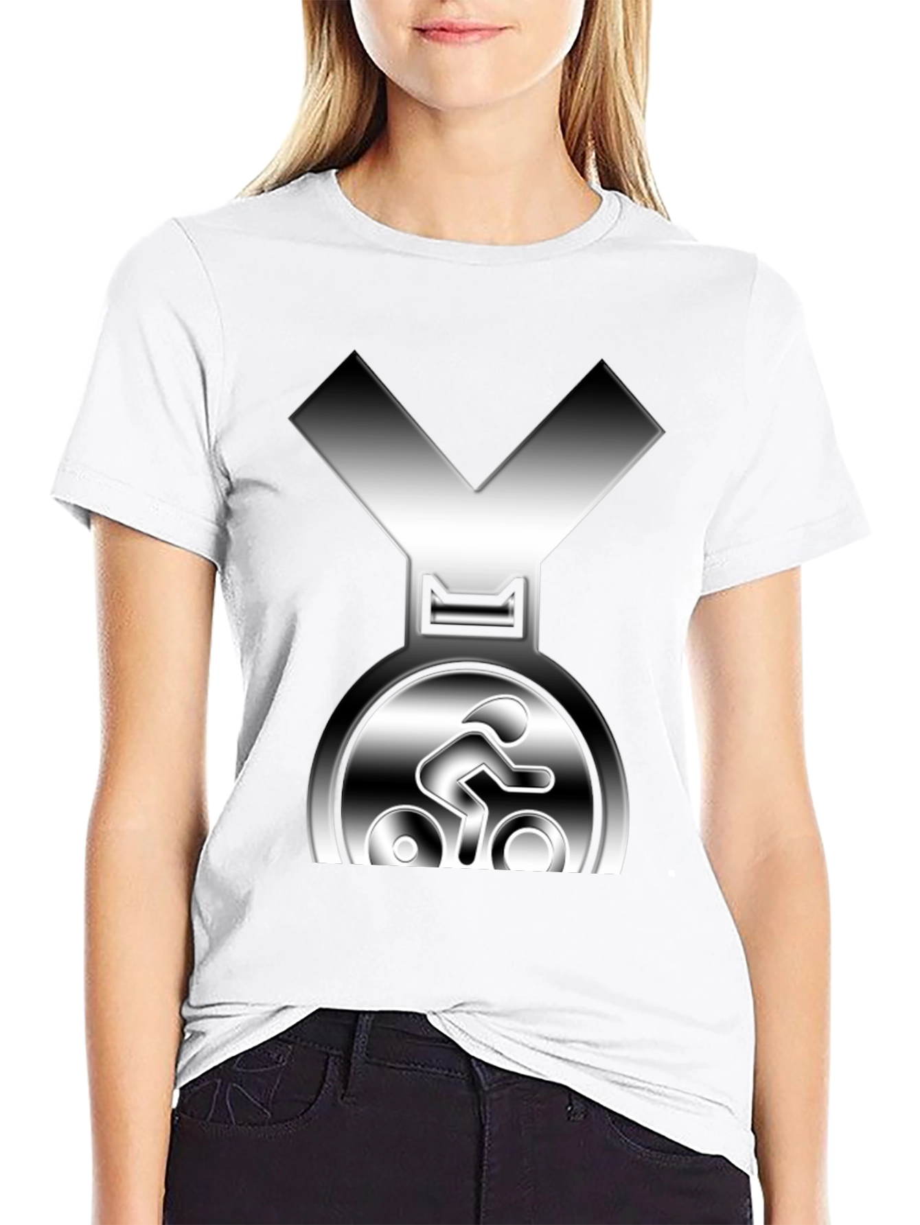 Cycling Medal T-Shirt - Silver Graphic Tee