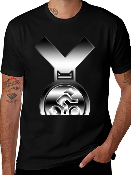 Cycling Medal T-Shirt - Silver Graphic Tee
