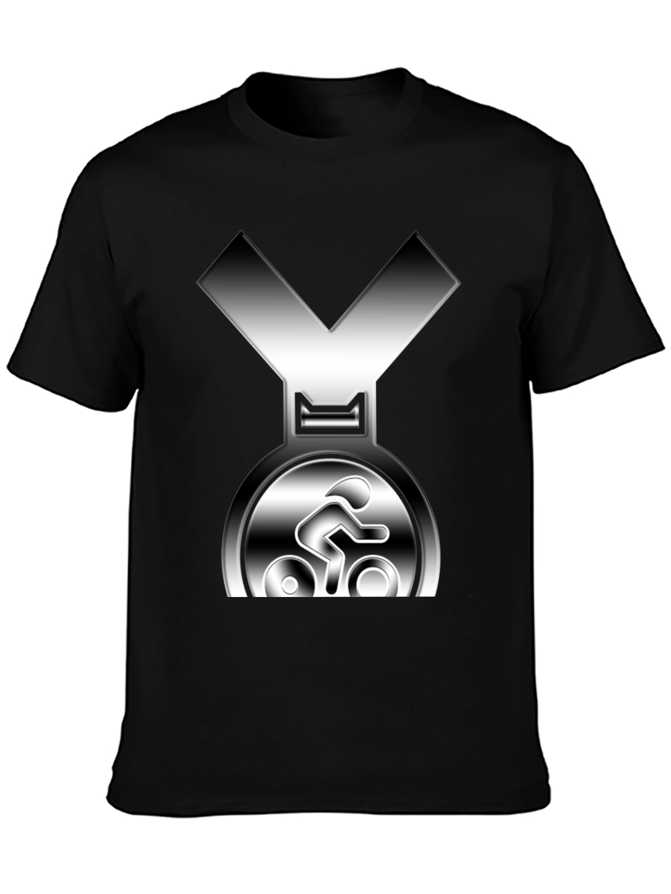 Cycling Medal T-Shirt - Silver Graphic Tee