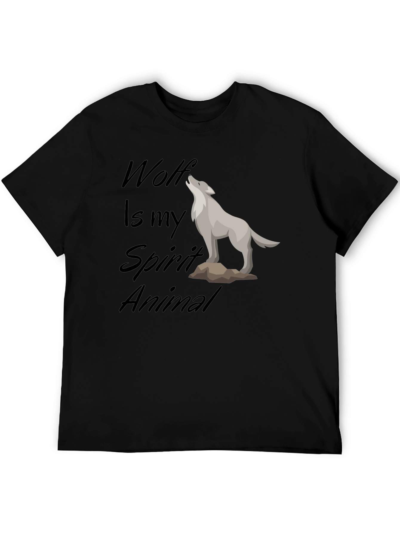 Wolf Spirit Animal Black T-Shirt