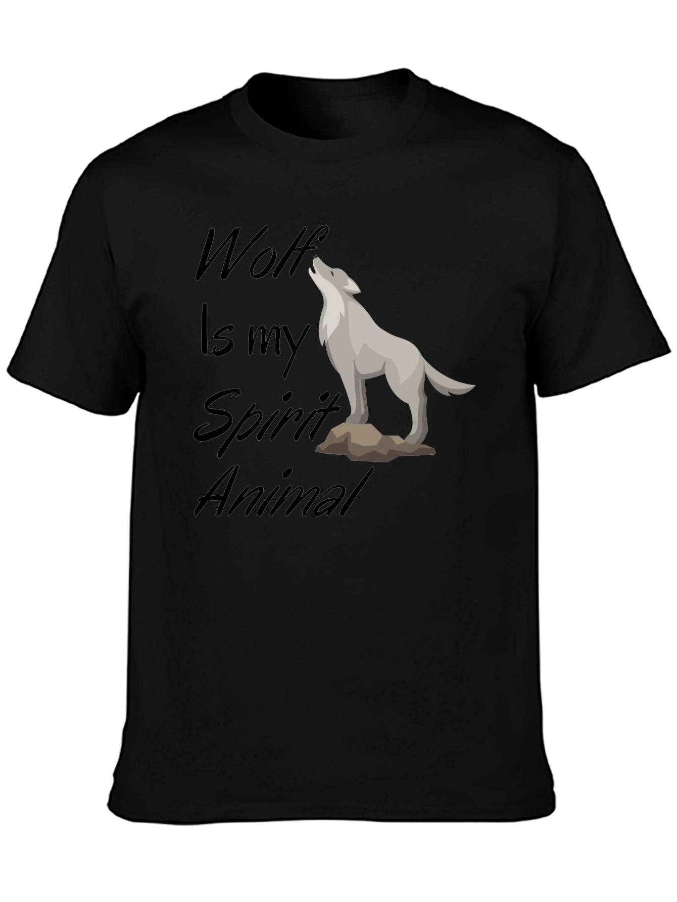Wolf Spirit Animal Black T-Shirt