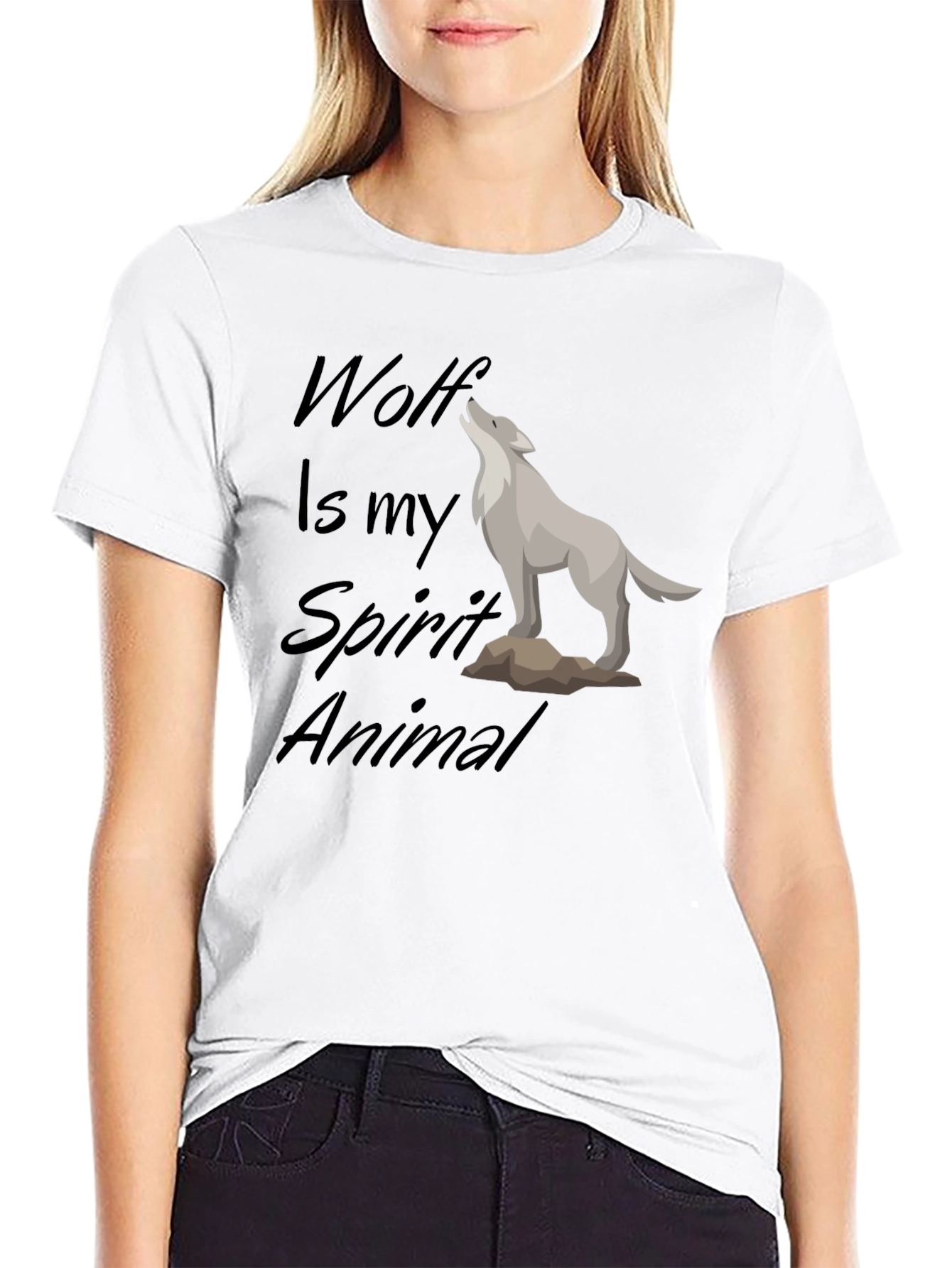 Wolf Spirit Animal Black T-Shirt