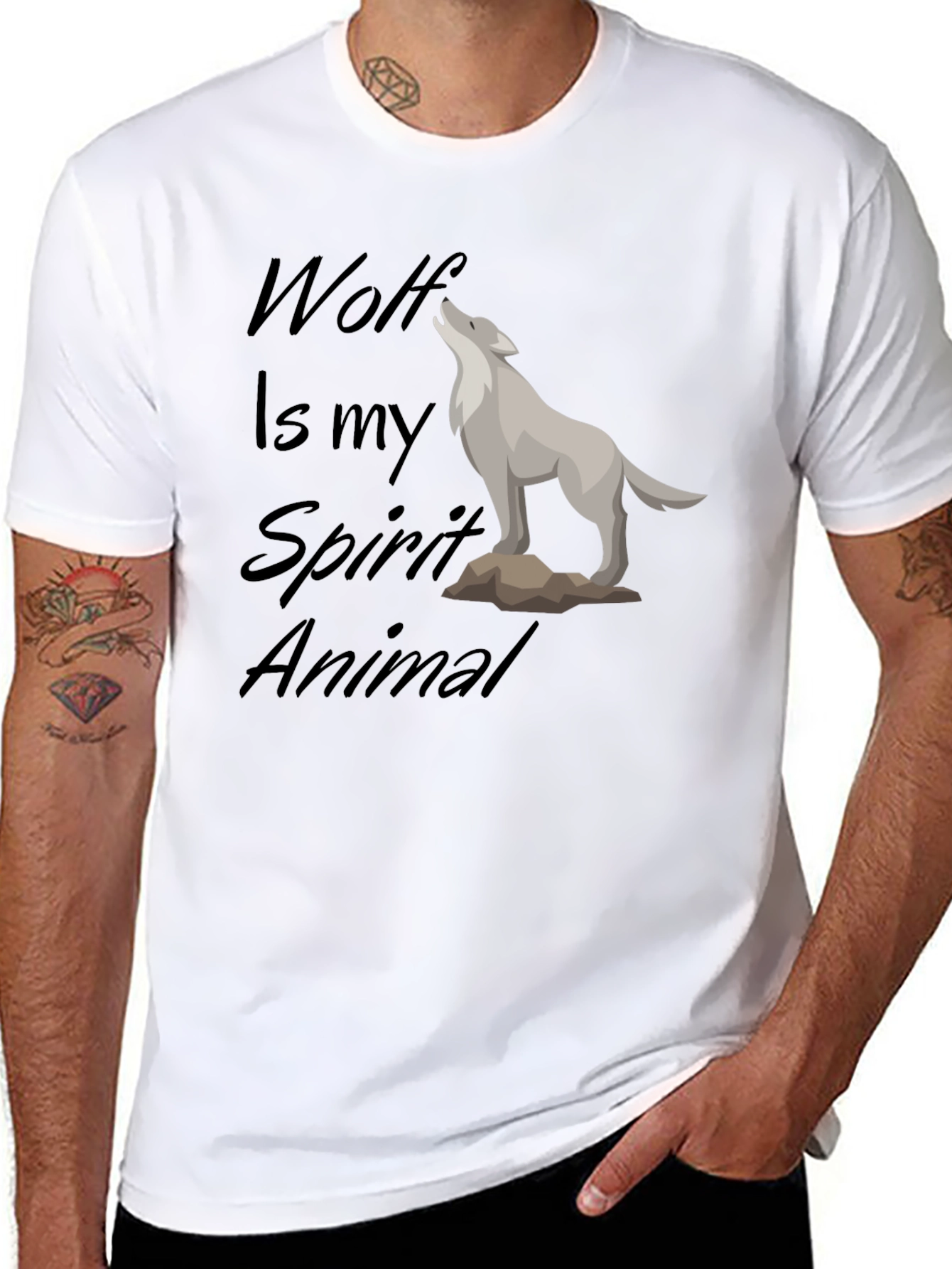 Wolf Spirit Animal Black T-Shirt