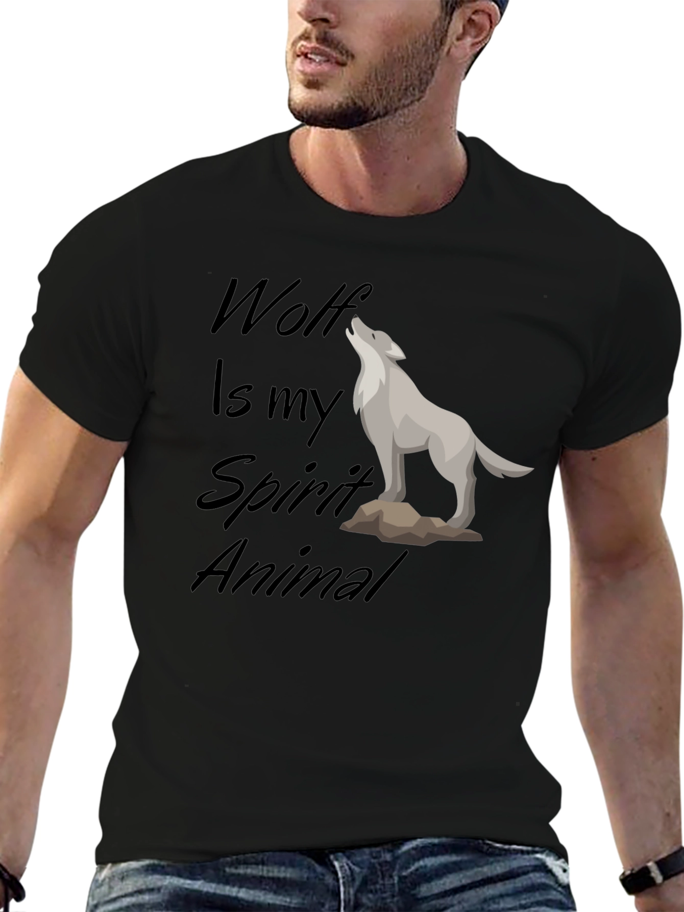 Wolf Spirit Animal Black T-Shirt