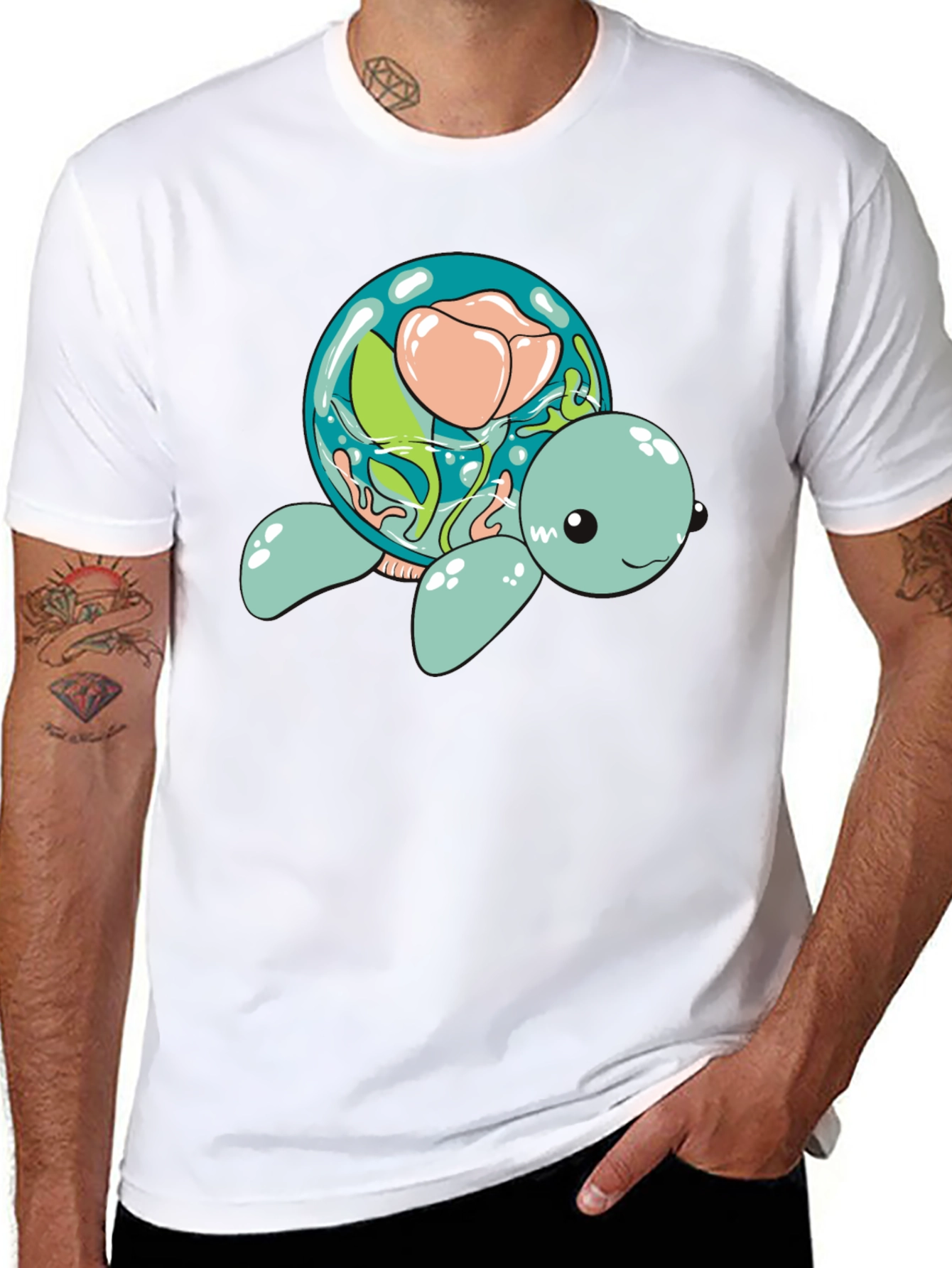 Aquatic Turtle Flower Dome Graphic Tee