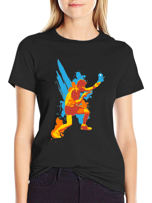 Table Tennis Graphic Tee - Black Cotton Shirt