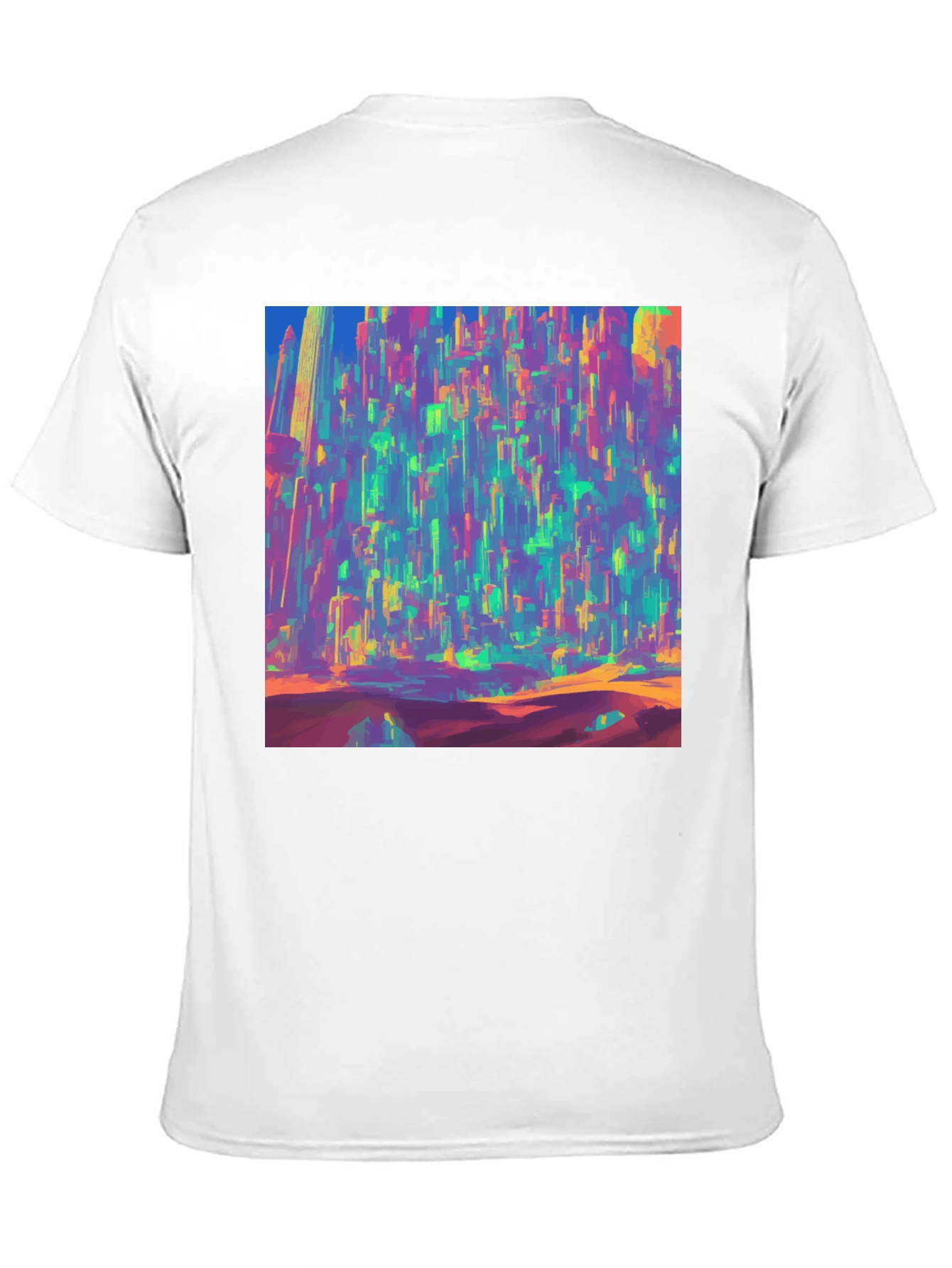 Vibrant Cityscape Graphic Tee - Bold Artistic Design