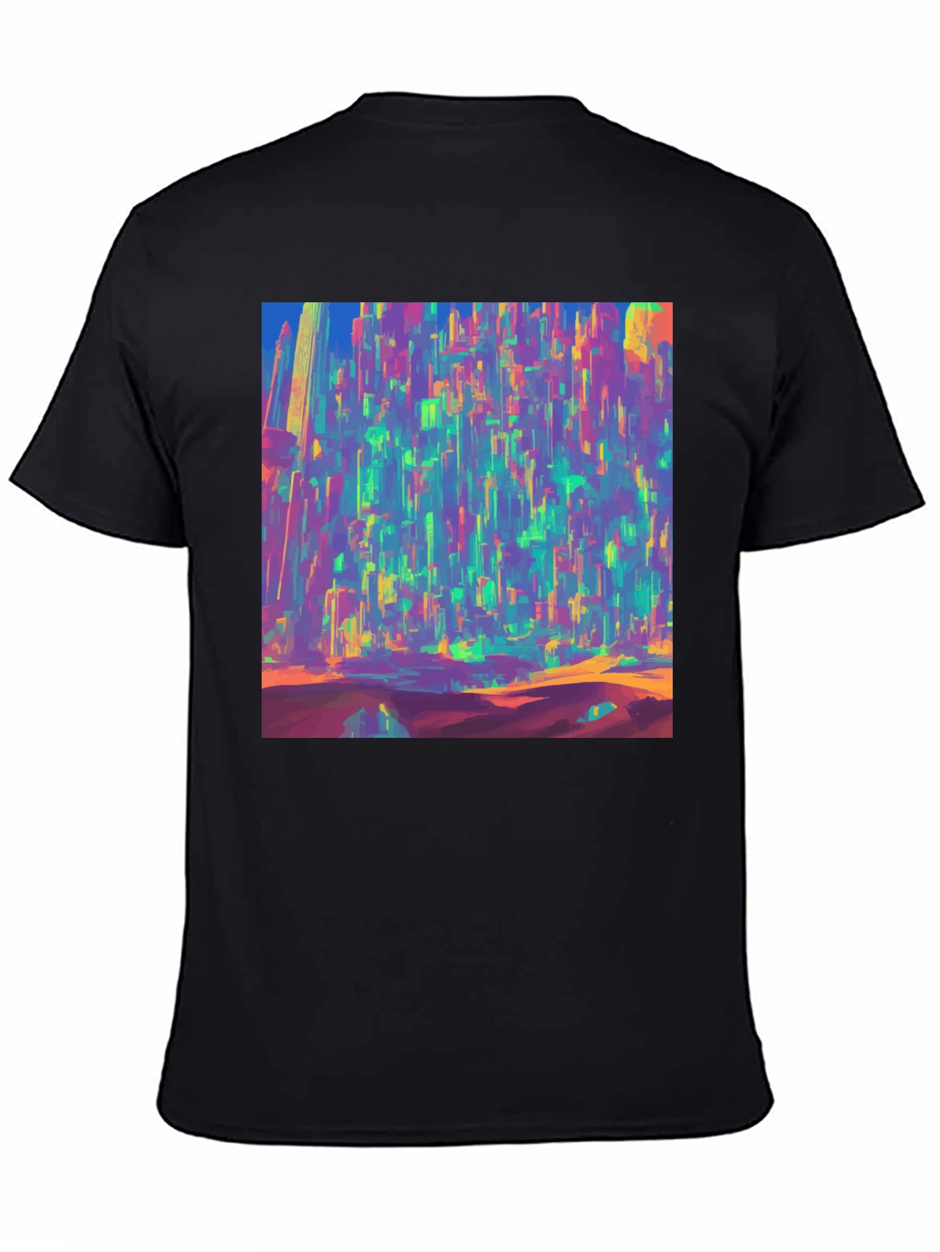Vibrant Cityscape Graphic Tee - Bold Artistic Design