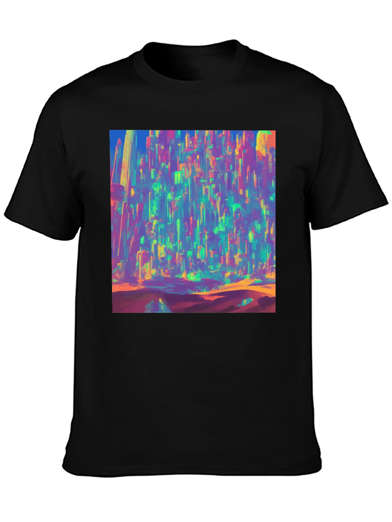 Vibrant Cityscape Graphic Tee - Bold Artistic Design