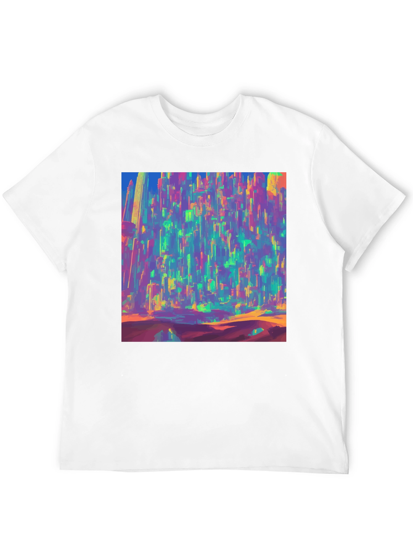 Vibrant Cityscape Graphic Tee - Bold Artistic Design