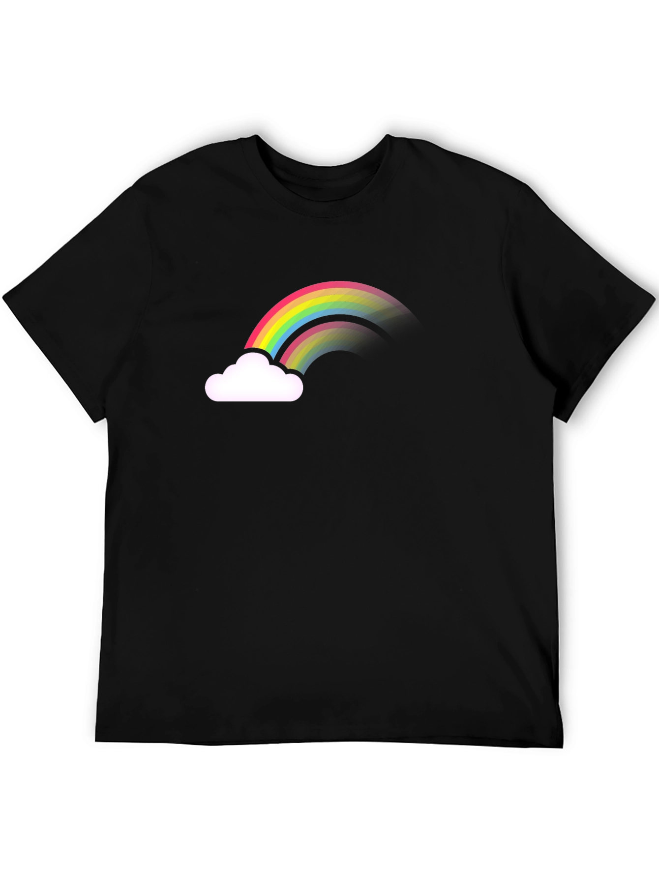 Rainbow Cloud Graphic Tee - Black Cotton Comfort